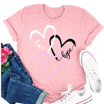 thumbnail video image 2 of Baqcunre Valentine's Day Shirts for Women Valentine's Day Love Printed Solid Color Top Short Sleeve T Shirt(Pink S-3XL),Womens Tops Graphic Tees for Women Shirts for Women Womens Tops, 2 of 5