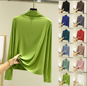 thumbnail video image 2 of snowsong Thermal Underwear for Women,2024 New Women's Casual Solid High Neck Slim Warm Long Sleeve Top Bottom Shirt,Knit Top,Undershirts Long Sleeve,Casual Tops,(Clearance) Black 2XL, 2 of 4