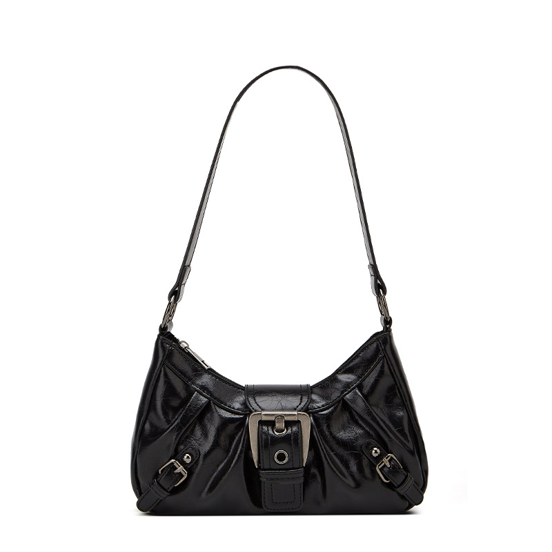 thumbnail video image 2 of Sunyuer Trendy Shoulder Bag - Vintage Y2K Leather Buckle Punk Hobo Clutch Hobo Purse for Women, 2 of 8