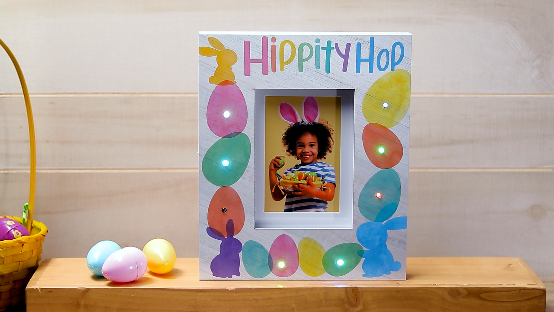 thumbnail video image 2 of FINE PHOTO GIFTS Easter Hippity Hop Shadow Box Picture Frame with Lights, 2 of 5