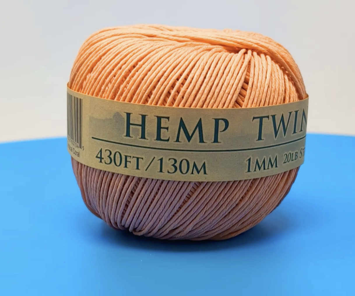 thumbnail video image 2 of Hemptopia Tropical Coral 1mm Natural Hemp Twine ball – Hemp String for Arts & Crafts, Jewelry Making, Macrame, Gardening, DIY Projects, Craft Twine, 420ft, 2 of 10