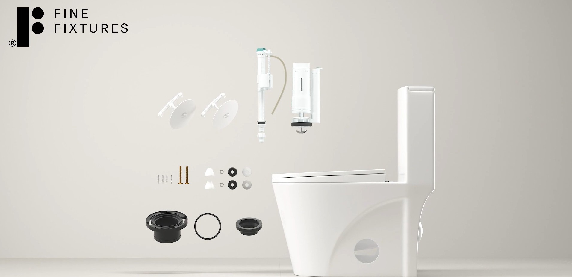 thumbnail video image 2 of Fine Fixtures Modern One-Piece Toilet, High-Efficiency Dual Flush System, Compact Space-Saver Design 10" Rough in (Seat Included), 2 of 12