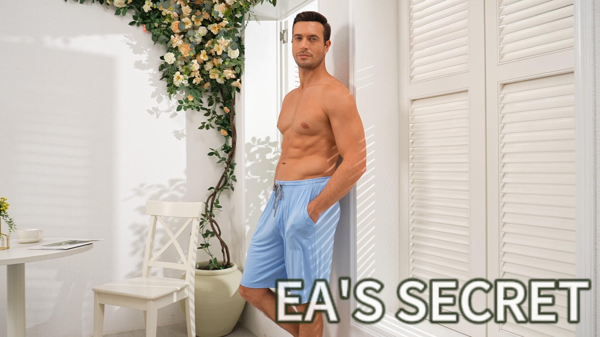 thumbnail video image 2 of EA'S SECRET Men's Pajama Shorts for Men Bamboo Rayon Bottoms Soft Sleep Pants Lounge Sleepwear with Pockets 2 Pack(Black&Army Green,S）, 2 of 8