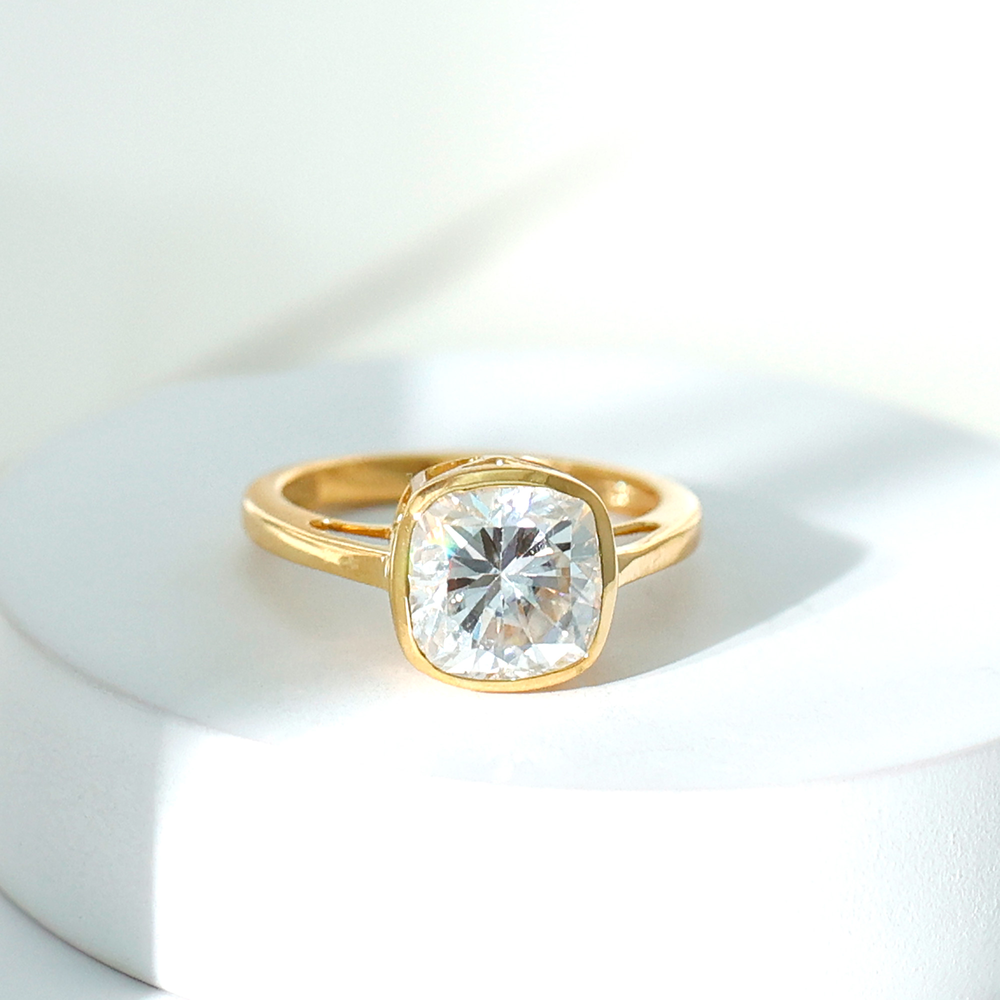 thumbnail video image 2 of Rosec Jewels 3.15 Carat Cushion Cut Solitaire Moissanite Engagement Ring (8 mm) - D-VS1 Quality Certified Moissanite Ring - Ready to Gift, US 8.00, 2 of 9