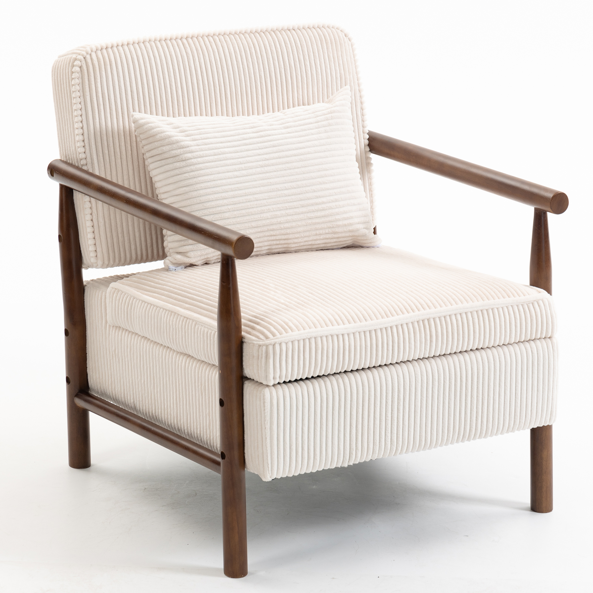 thumbnail video image 2 of Legahome Accent Chair for Living Room, Antique Blue Accent Chair with Storage, Striped Chenille Fabric Arm Chair with Solid Wood Frame, Modern Reading Chair with Armrests for Bedroom, 2 of 11