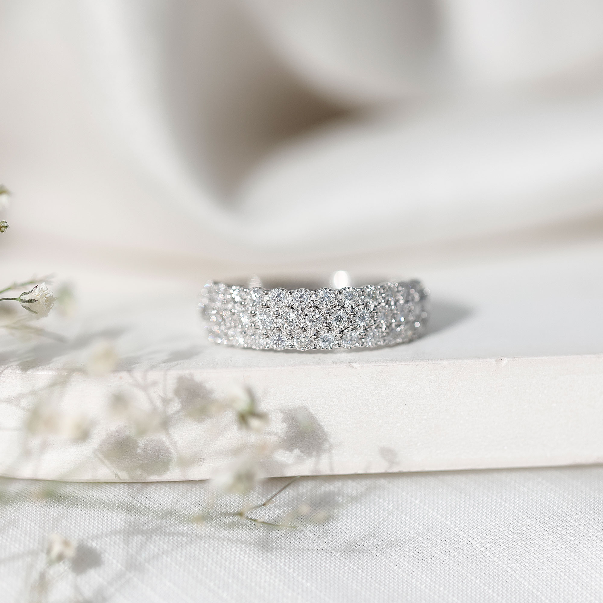 thumbnail video image 2 of Rosec Jewels Lab Grown Diamond Half Eternity Wedding Band - Thick Diamond Band Ring - EF-VS Quality Certified, 14K Yellow Gold, US 8.50, 2 of 8
