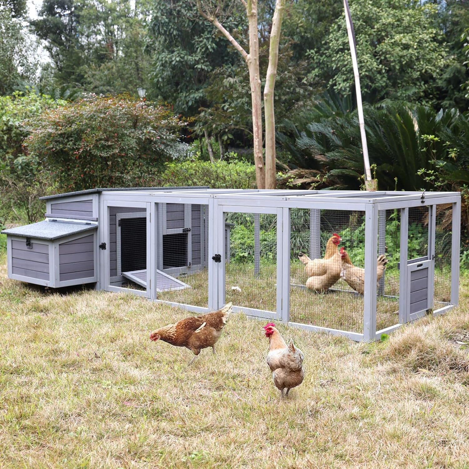 thumbnail video image 2 of Aivituvin Wooden Chicken Coop with Run, Large Hen House for 4-6 chickens, 2 of 8