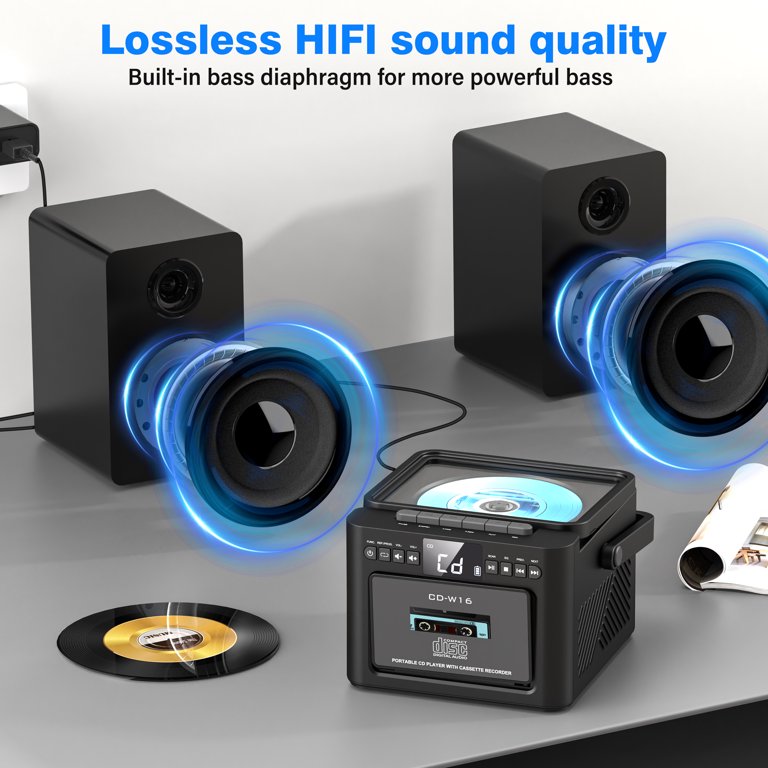 Jazmm Stereo System for Home with Boombox CD and Cassette Player