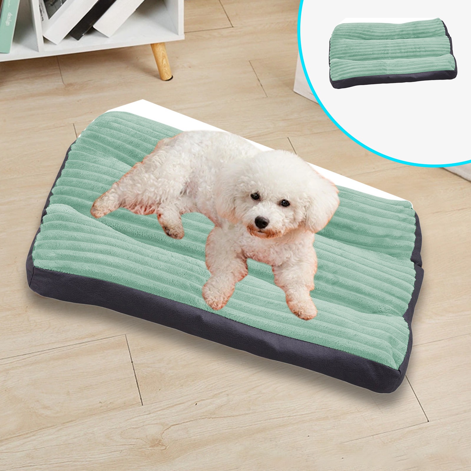 thumbnail video image 2 of Dog Bed 24x18 Inch Winter Thickened Warm Corduroy Dog Kennel with Waterproof Removable Washable Cover Pet Bed Dog Crate Pad, 2 of 7