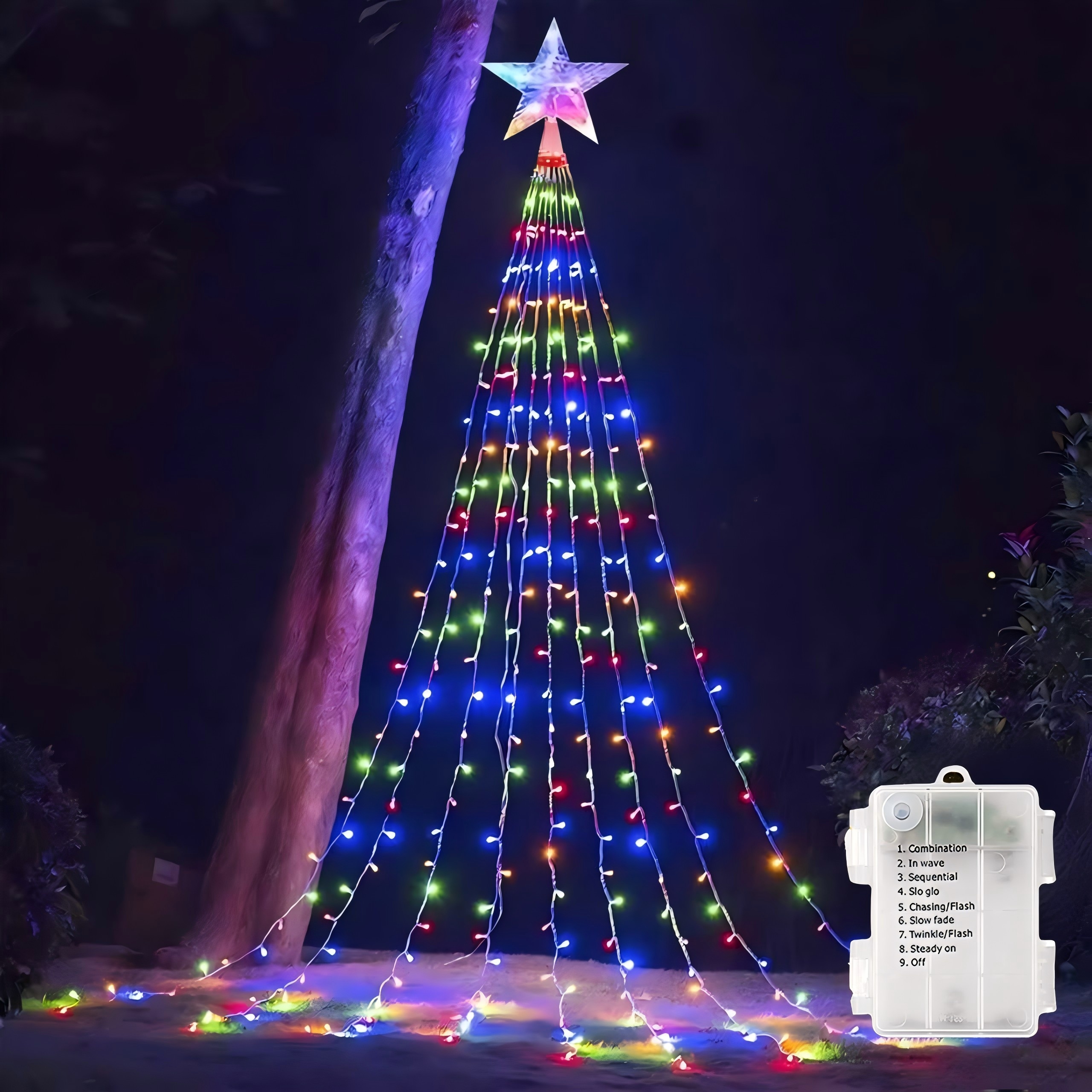 thumbnail video image 2 of AVOXEZOR Christmas String Lights for Tree, 180 LEDs Christmas Tree Lights with 8 Modes, Waterproof Fairy Lights for Christmas Tree Wall Indoor Outdoor Decorations, Multicolor, 2 of 7