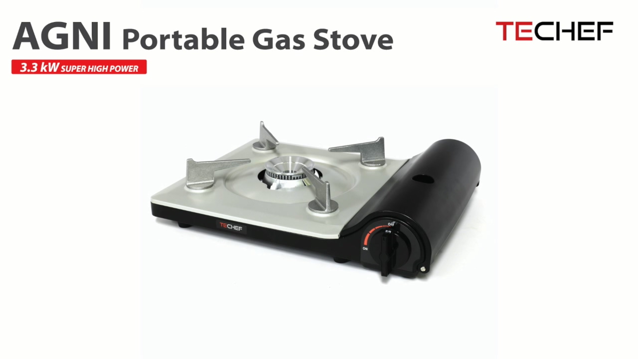 thumbnail video image 2 of TECHEF AGNI Portable Butane Gas Stove, Made in Korea, 2 of 10