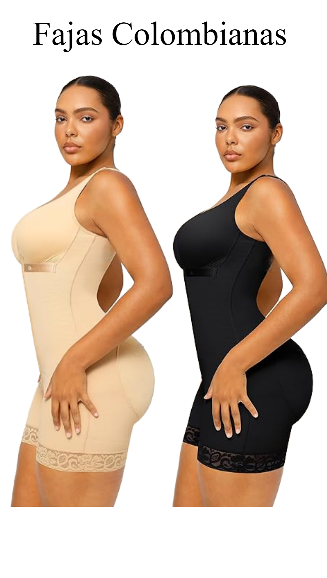 thumbnail video image 2 of Fajas Colombianas Women Solid Lace-Trim Shapewear Bodysuit Tummy Control Full Body Shaper with Hook, 2 of 8