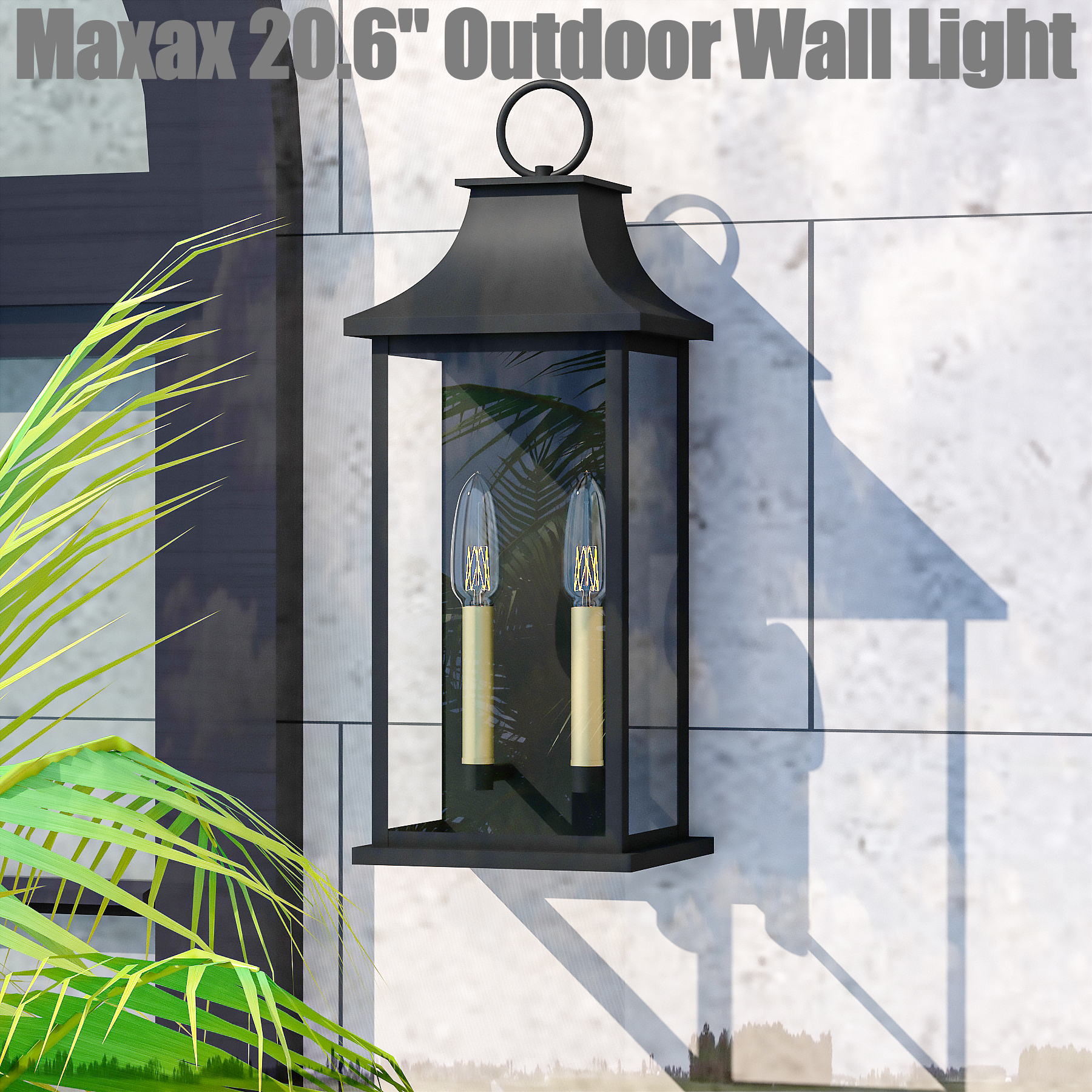thumbnail video image 2 of Lawyettle Dusk to Dawn Outdoor Wall Lantern, 20.6" Large 2-Light Black Waterproof Wall Sconce with Glass for House, Porch, Garage, 2 of 8