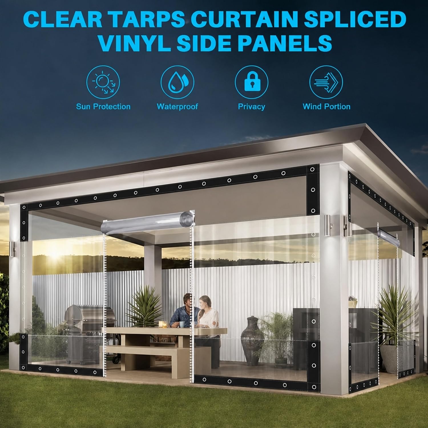 TEWANGO Clear PVC Waterproof Tarp with Double Zipper Door, 14 Mil Heavy ...