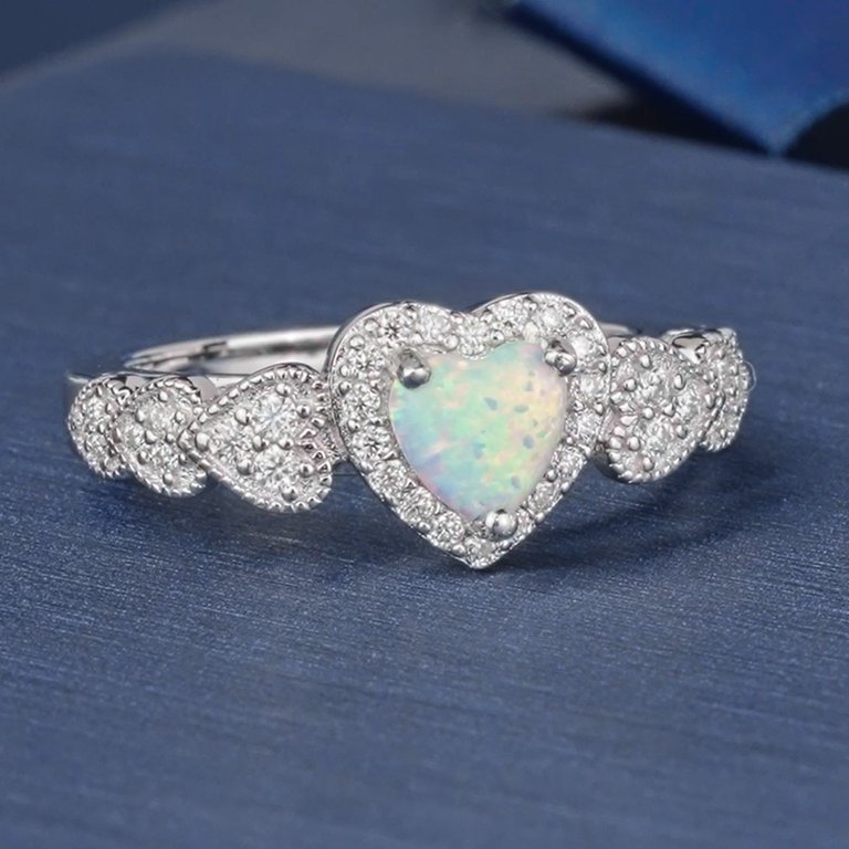 Gem Stone King Ct Heart Shape Pink Simulated Opal 18K Rose