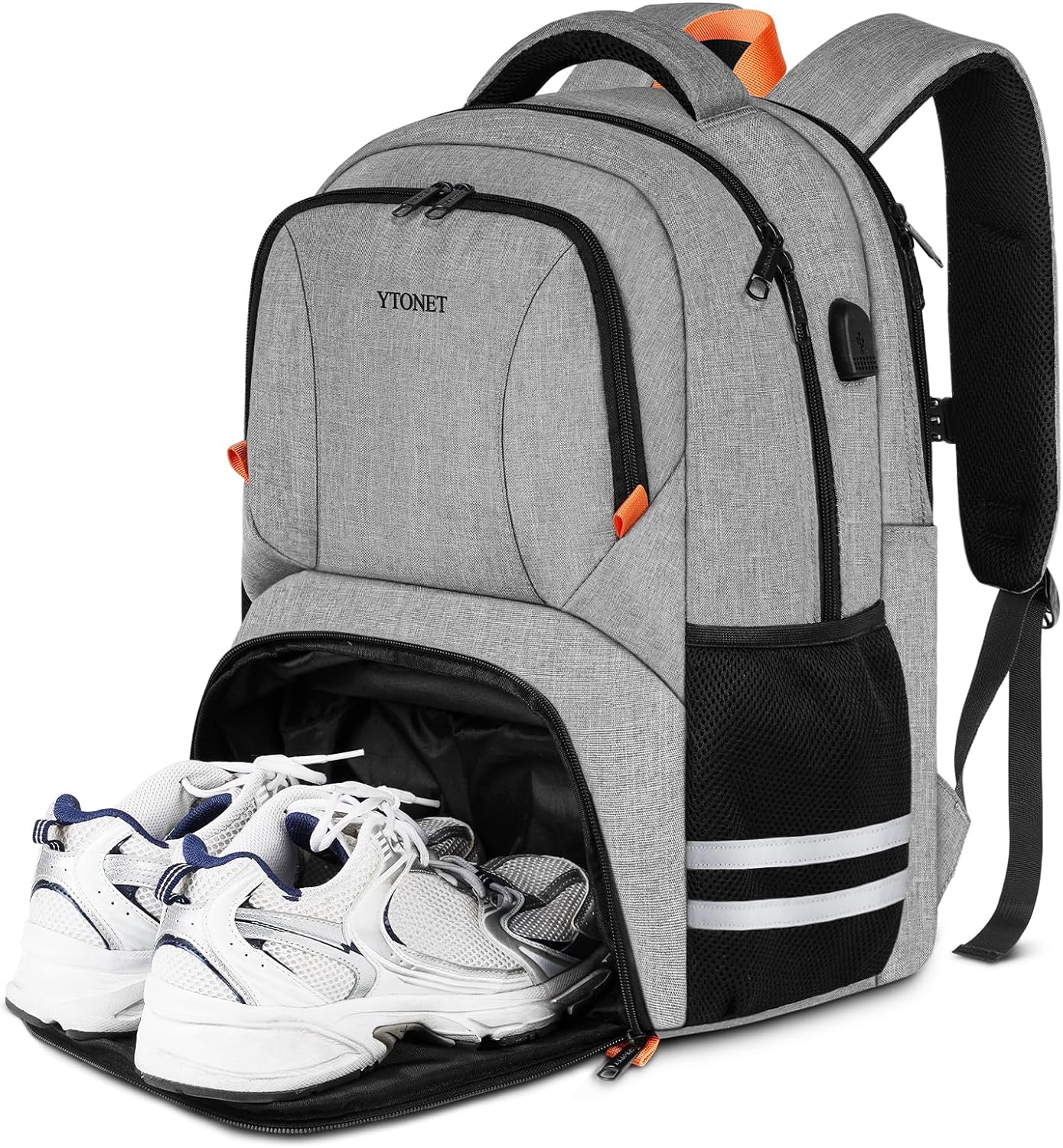 thumbnail video image 2 of Ytonet Travel Backpack for Men & Women, Water-Resistant Sports Backpack with Shoe Compartment, Fits 15.6-inch Laptop – Ideal for Workouts, Camping, Hiking, Gray, 2 of 8