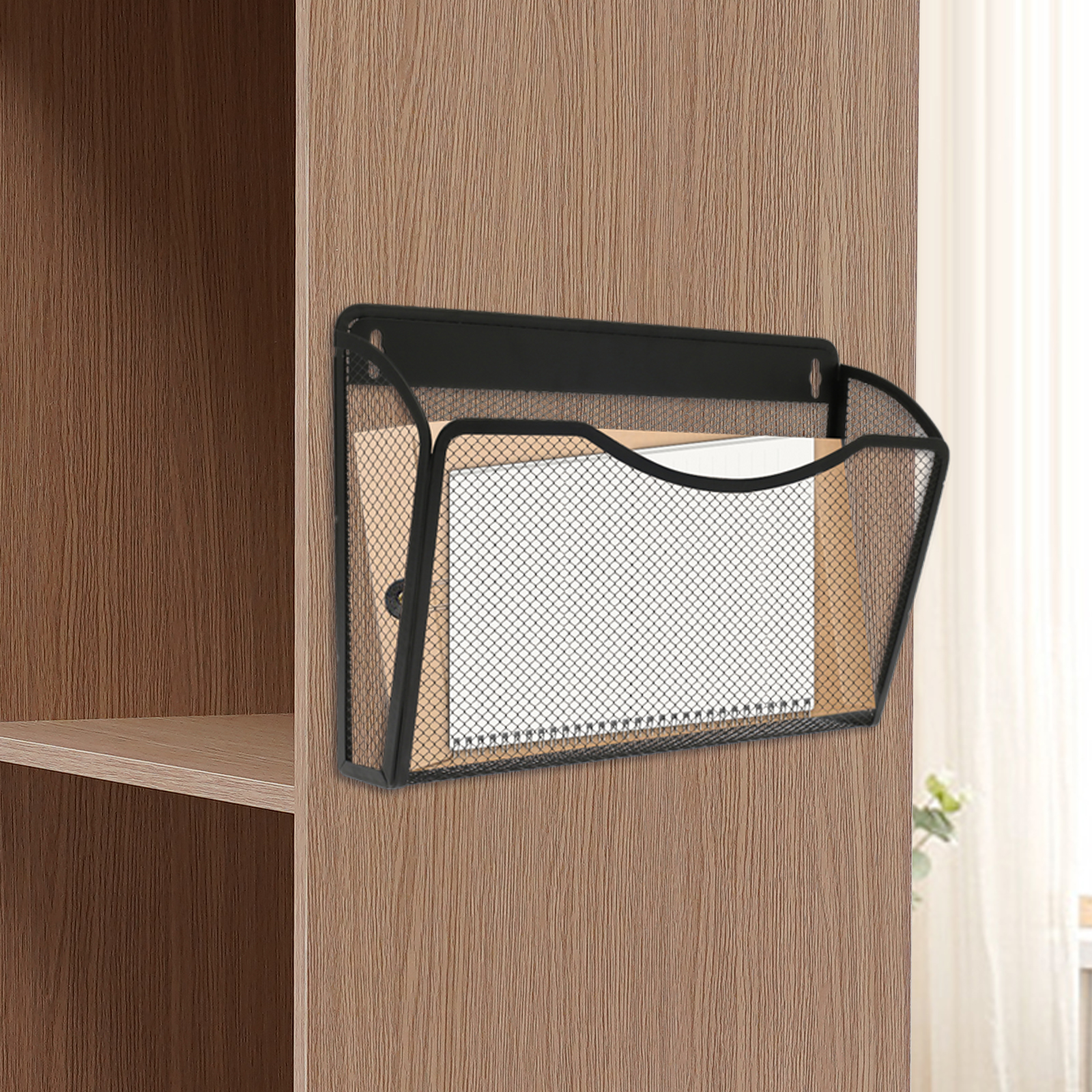 thumbnail video image 2 of FUYGRCJ Magnetic File Holder Carbon Steel Magnetic File Organizer No Drilling Magnetic File Folder Holder Large Capacity Paper Holder Multifunctional Mail Organizer for Refrigerator Black, 2 of 10