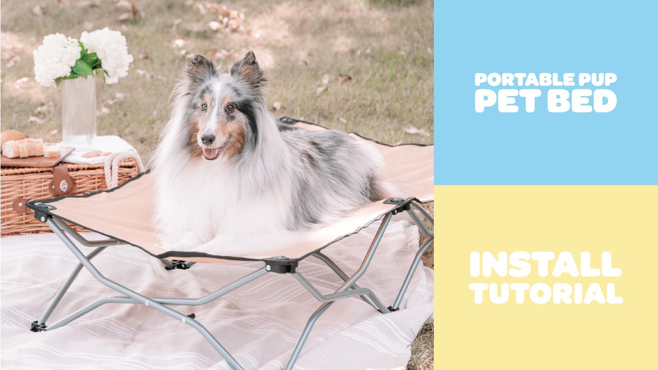 thumbnail video image 2 of Carlson Pet Products Large Portable Pup Travel Pet Bed, Tan, 47.5” L x 24.5” W, For Dogs Up to 95 lbs, 2 of 14
