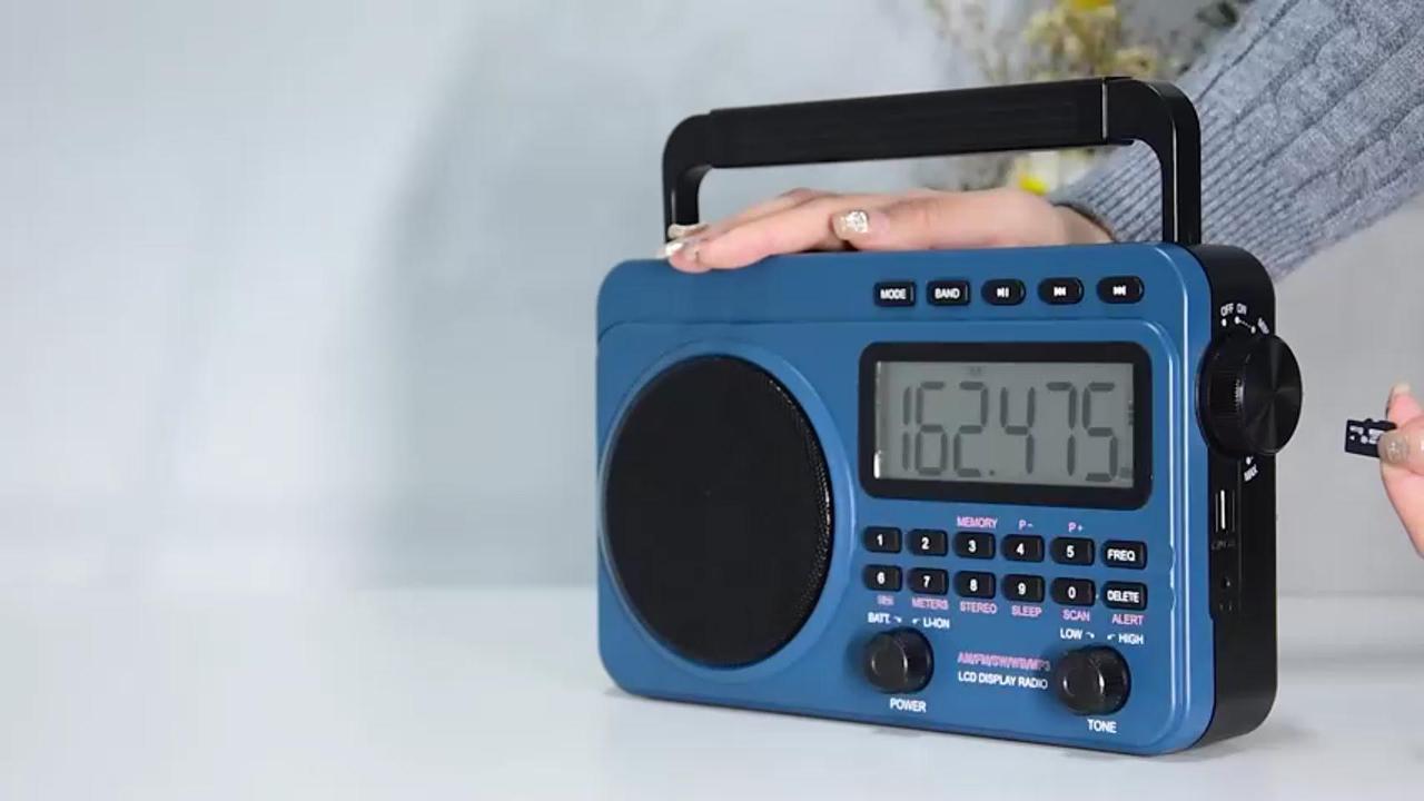 thumbnail video image 2 of Greadio Portable AM FM Radio, Weather Radio with 4000mAh Rechargeable battery for Outside, Home, 2 of 8