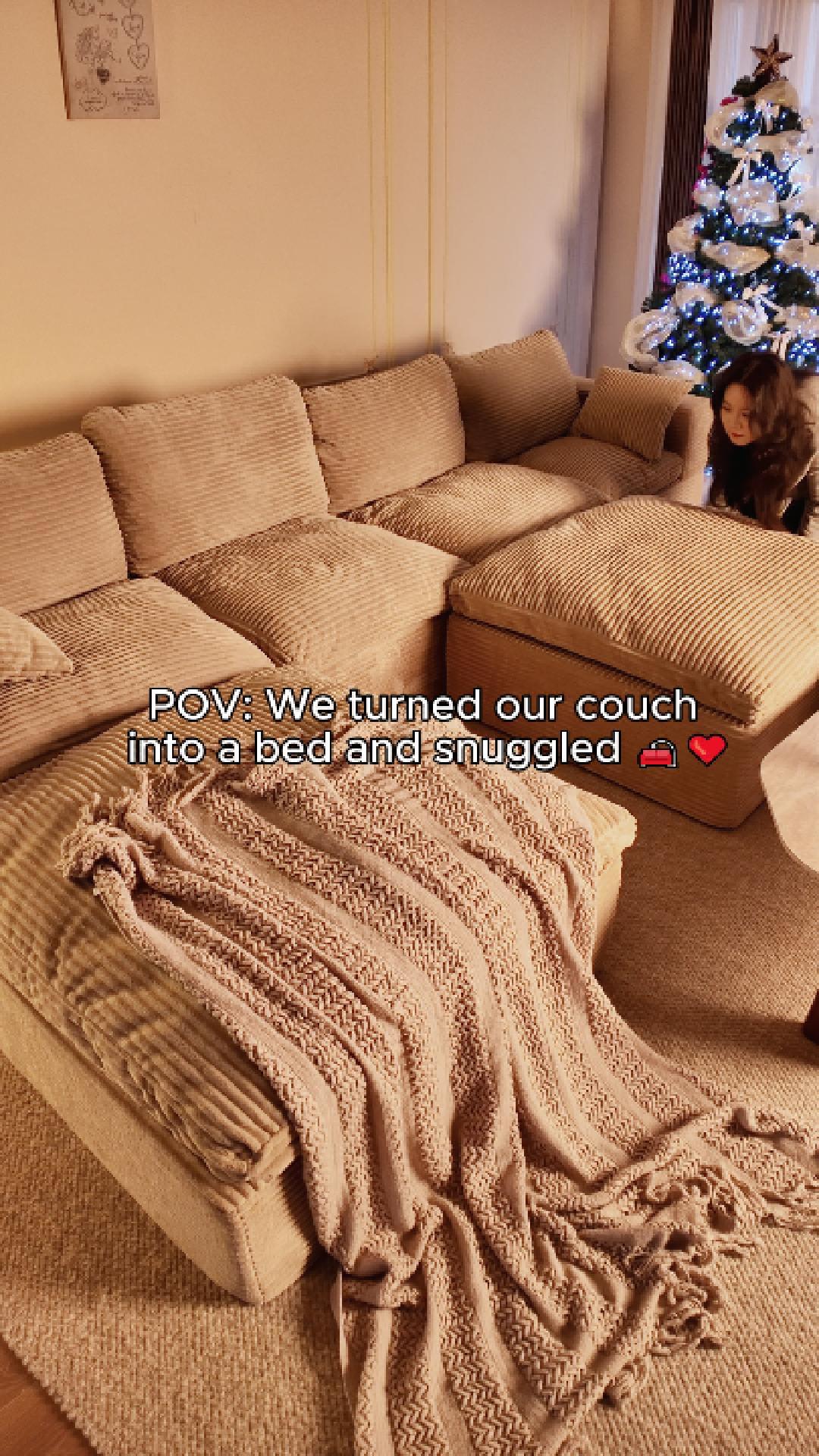thumbnail video image 2 of LAKPS 74.8" L-Shaped Modular Sectional Couch, Deep Seat Modular Couch for Families and Apartment Dwellers, No Assembly Required, Comfortable Sofa for Living Room, Corduroy, Gray, 2 of 10