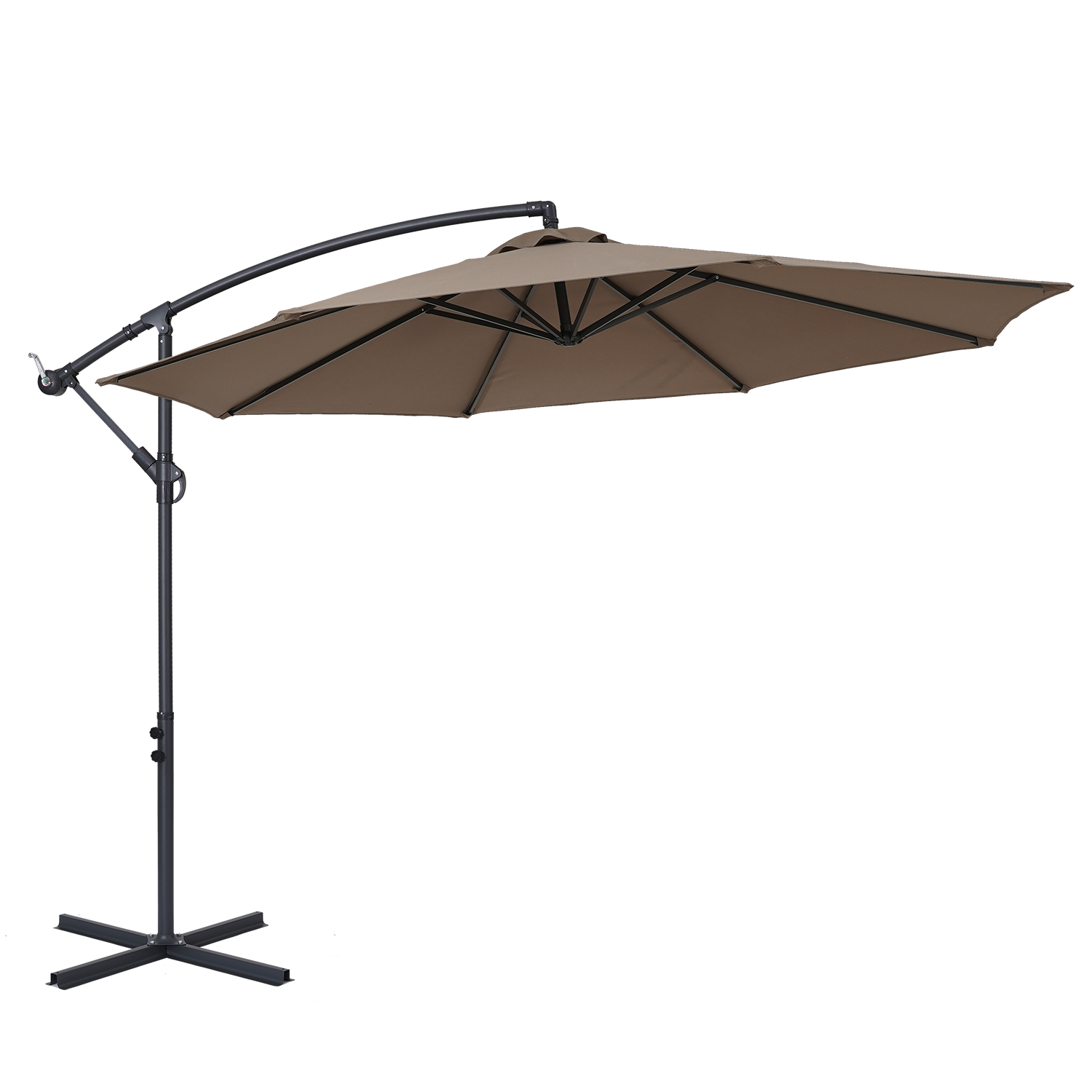 thumbnail video image 2 of ACEGOSES 10ft Outdoor Offset Patio Hanging Umbrella with Steel Ribs for Deck, Balcony and Garden,Cedar Brown, 2 of 8