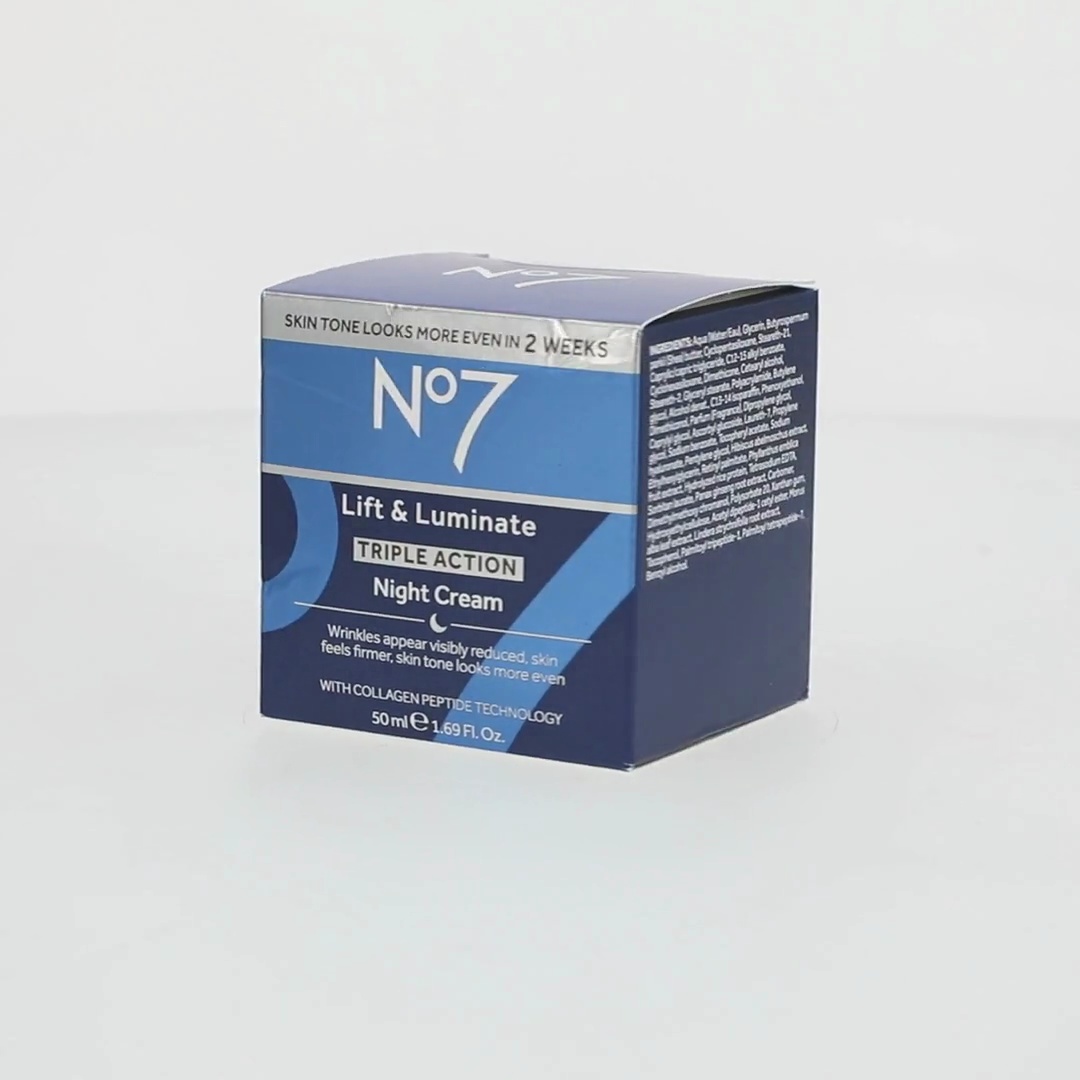 No7 Lift & Luminate Anti-Aging Night Cream, Wrinkle Reducing, with