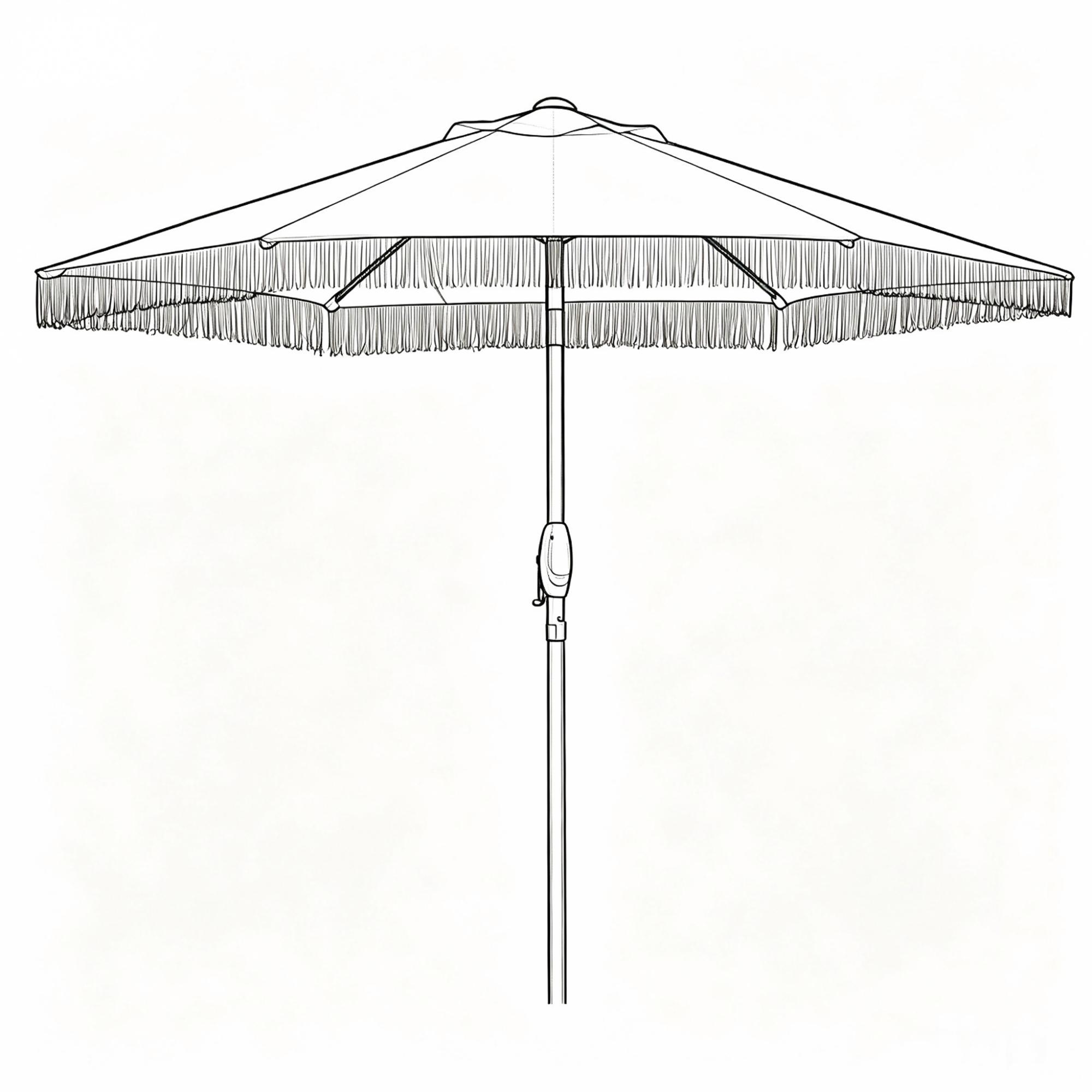 thumbnail video image 2 of Autlaycil 7.5 ft Fringe Patio Umbrella, Outdoor Table Tassels Umbrella with Push Button Tilt and Crank - White, 2 of 9