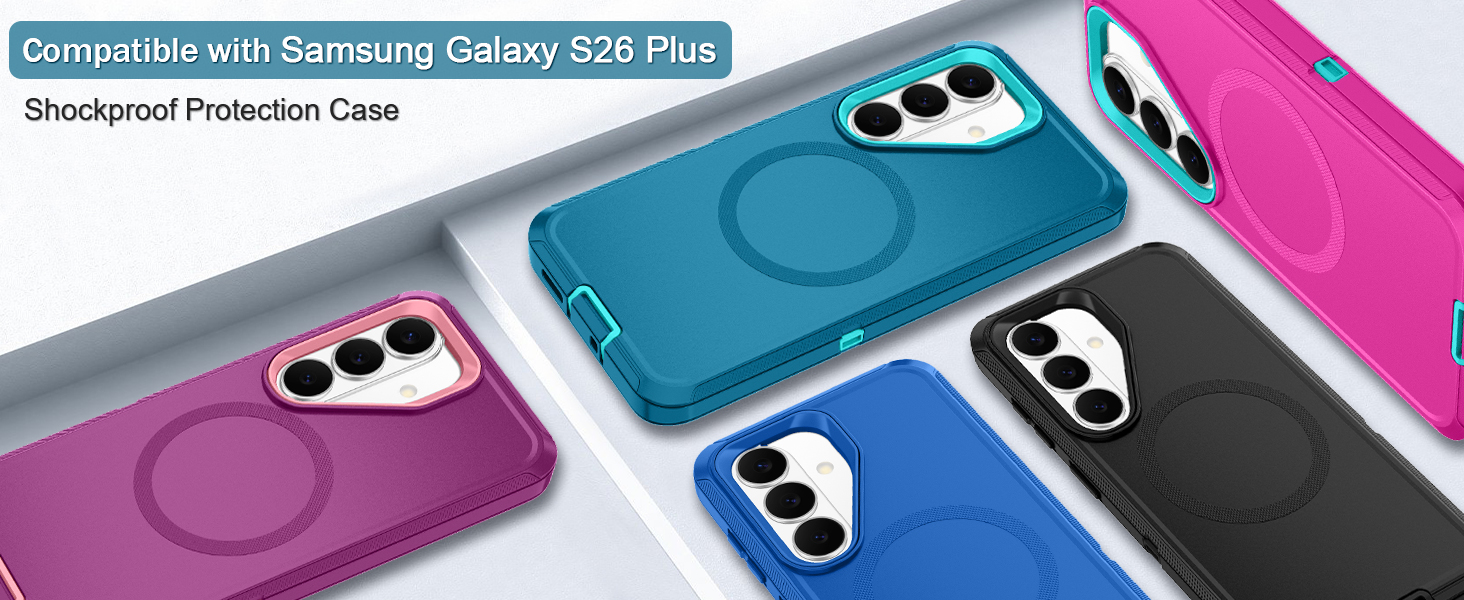 thumbnail video image 2 of Petocase for Samsung Galaxy S26 Plus Case,Magnetic Military-Grade Drop 3 Layer Protection Rugged Phone Cover for Galaxy S26 Plus,Rose/Green, 2 of 6