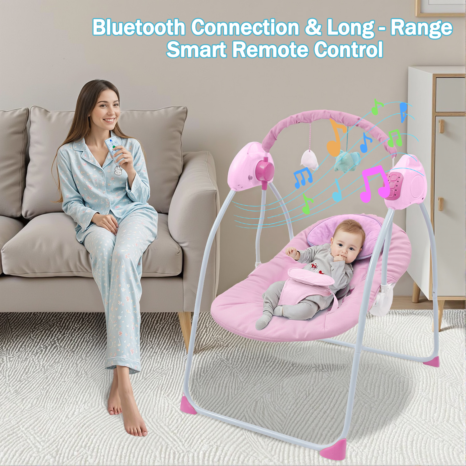 thumbnail video image 2 of JieC Electric Baby Swing with Toy, Unisex, Suitable for Newborns From 0-36 Months,Brown, 2 of 13