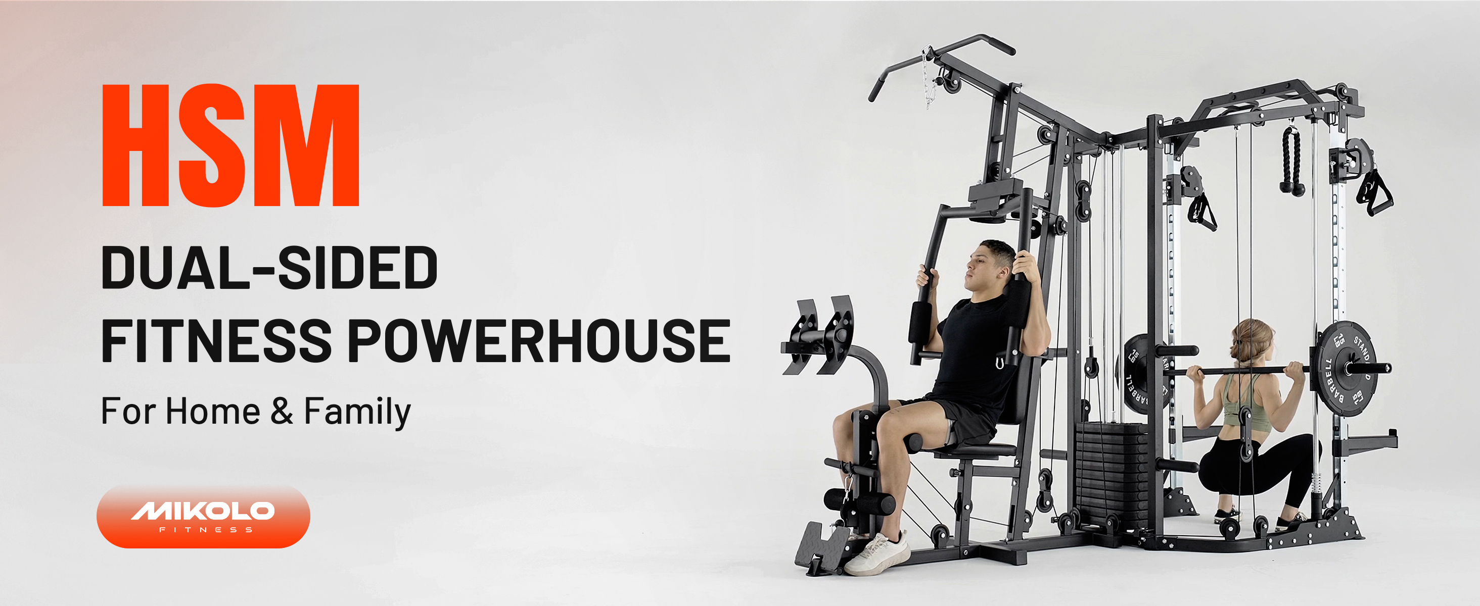 thumbnail video image 2 of Mikolo Smith Machine Power Cage, Multi-Function Home Gym System with Cable Crossover, 121LB Weight Stack, 2 of 14