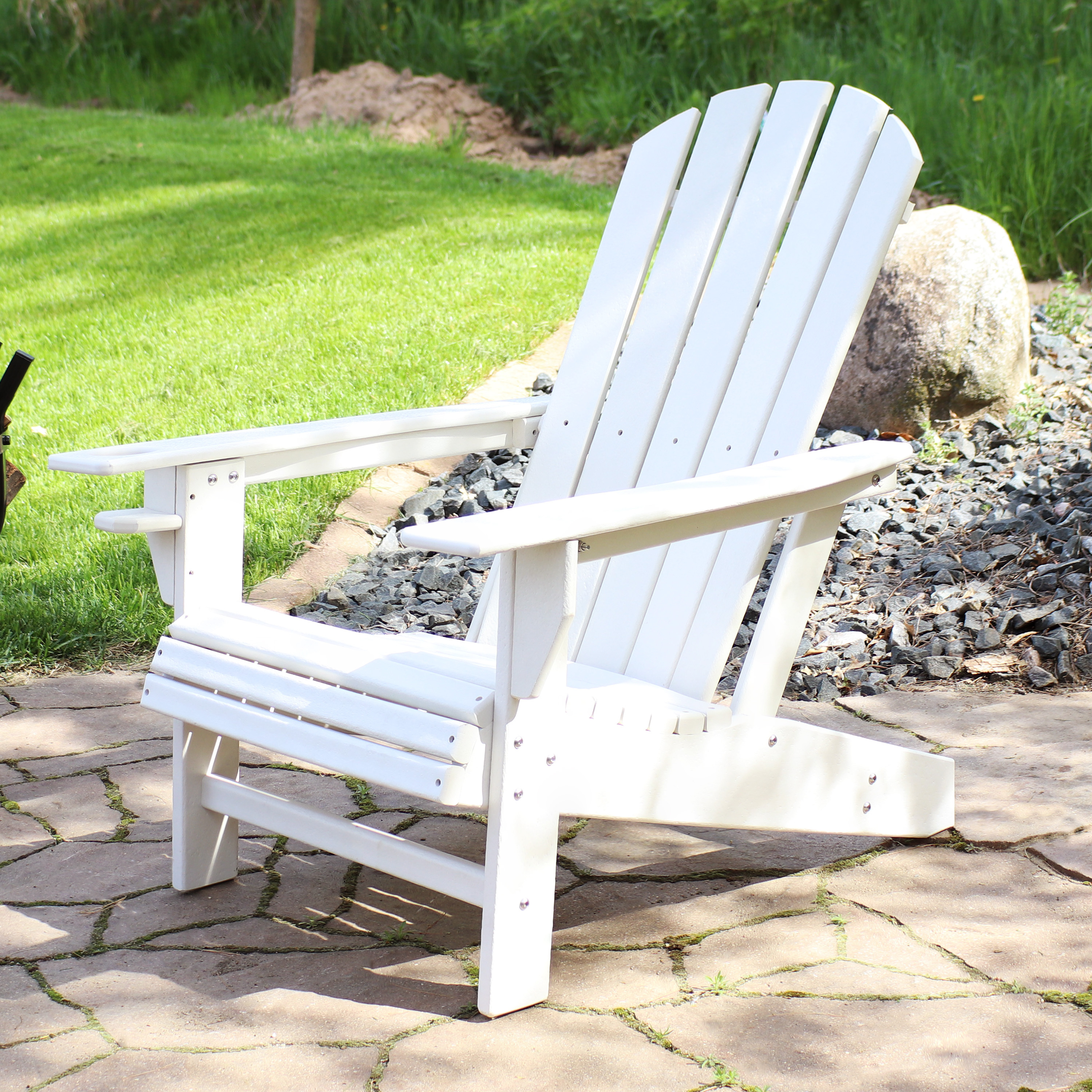 thumbnail video image 2 of Sunnydaze Lake-Style All-Weather Plastic Adirondack Chair - Black, 2 of 10
