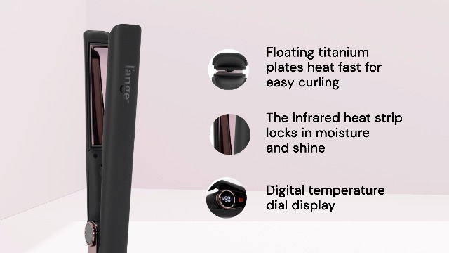 thumbnail video image 2 of L'ange Hair Le Titane 2-in-1 Titanium Flat Iron Hair Straightener and Curler | 1.75" Black, 2 of 8