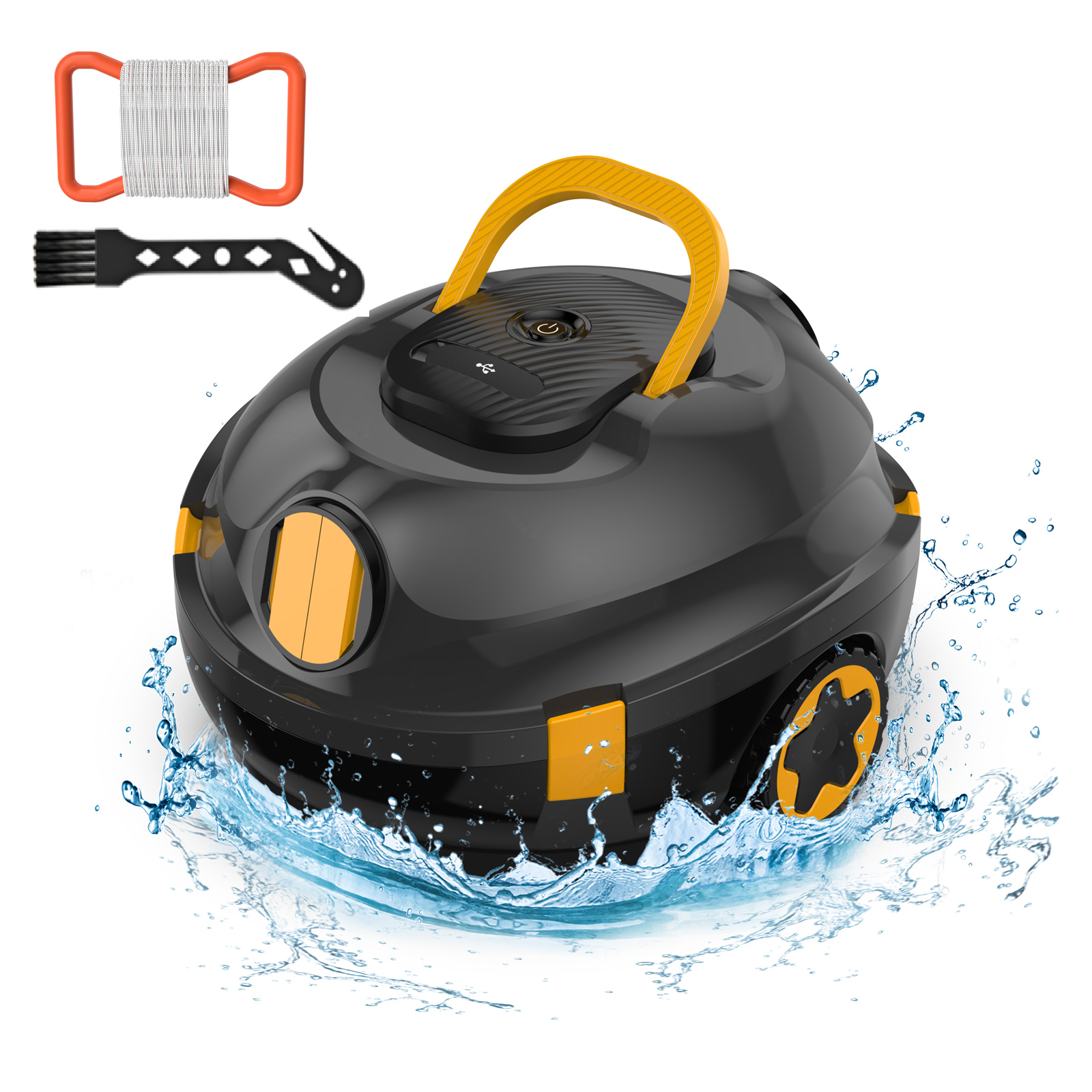 thumbnail video image 2 of POWEART Cordless Robotic Pool Cleaner, 120-Min Auto Vacuum, Smart Edge Shutoff, Deep Clean, Large Filter Basket for Flat Above-Ground Swimming Pools, 2 of 10