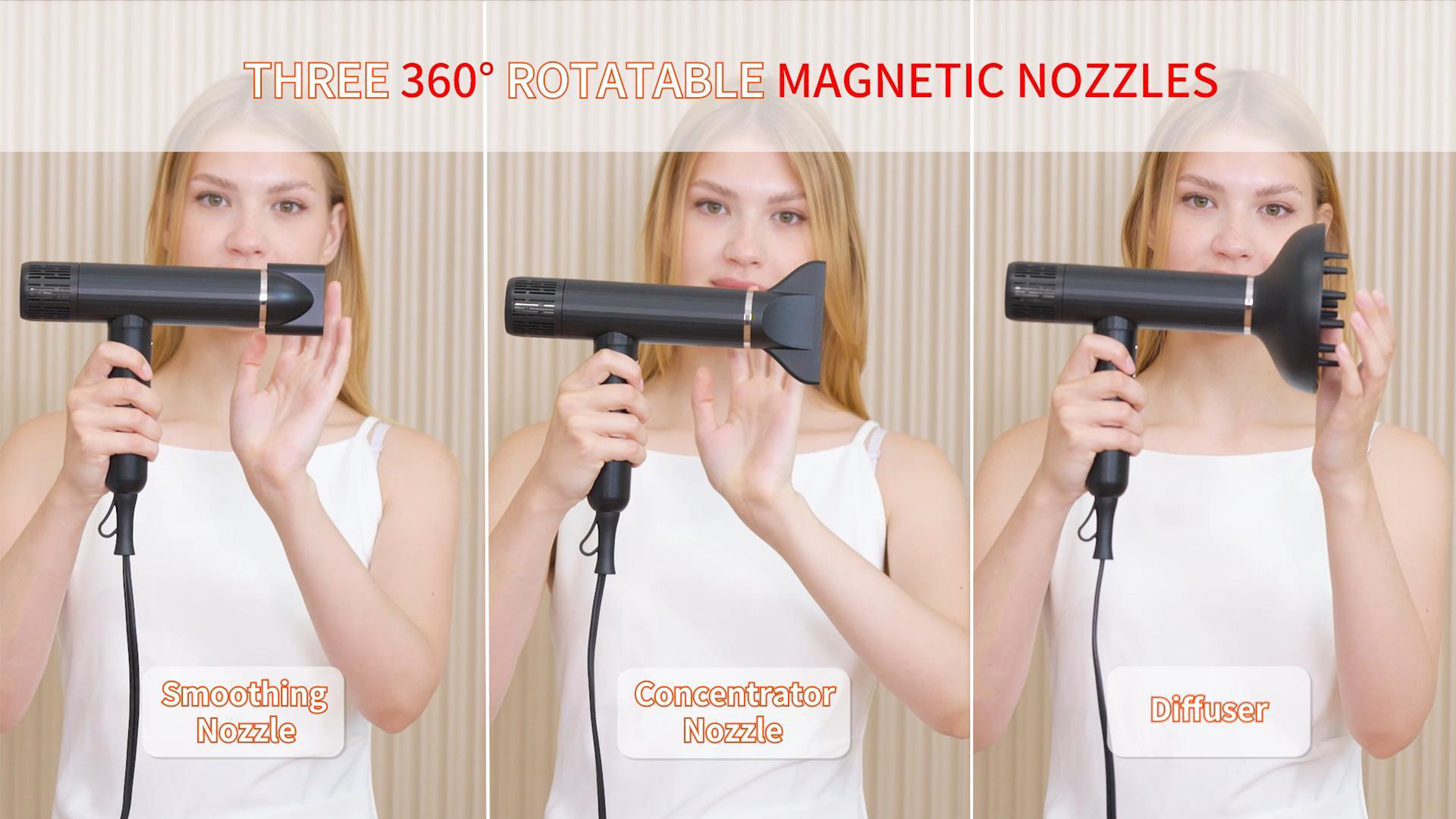 thumbnail video image 2 of SKIMI Ionic Hair Dryer, High Speed 110000RPM Blow Dryer, Hair Blow Dryer with Diffuser for Women, 2 of 9
