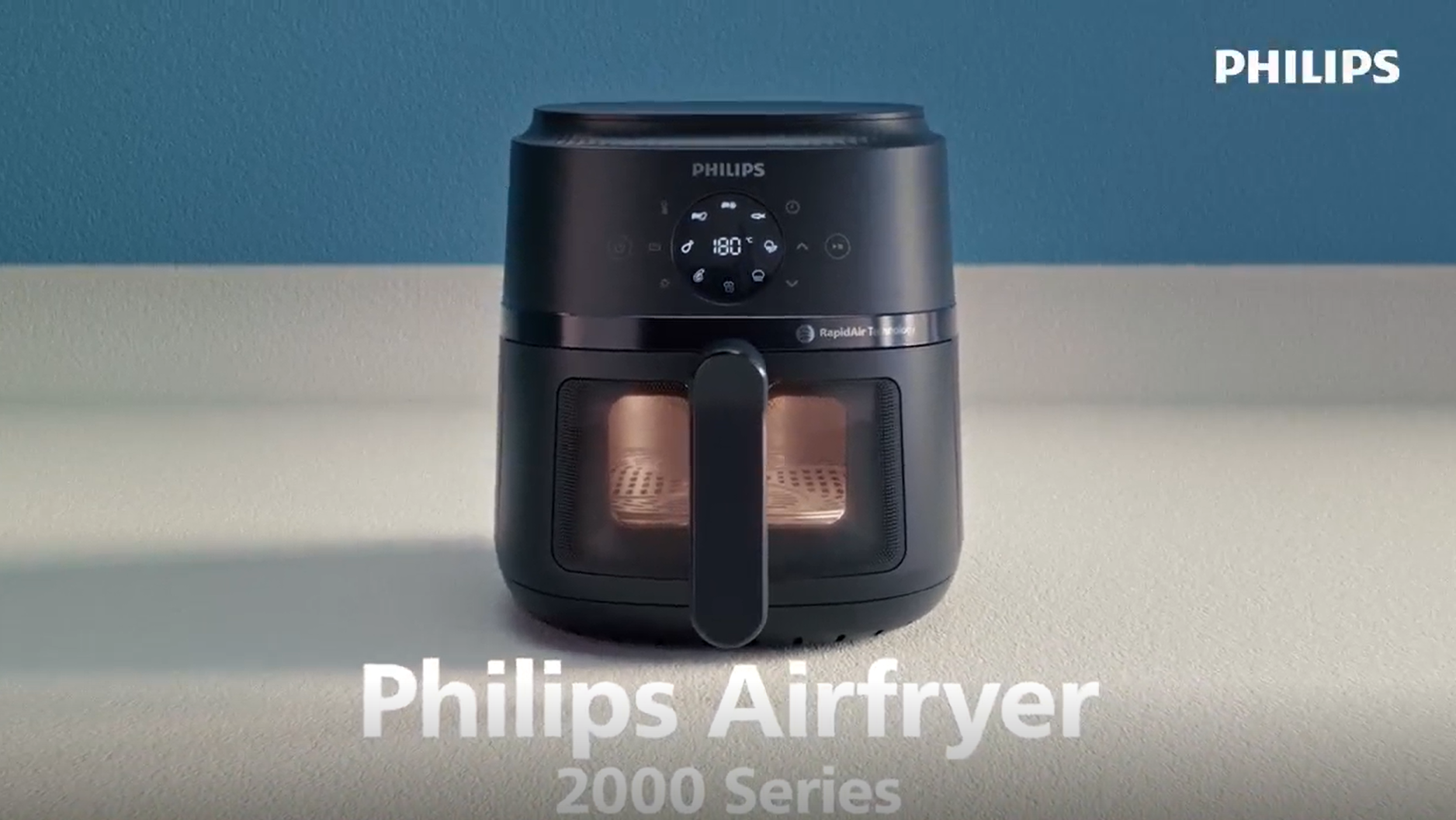 thumbnail video image 3 of Philips 2000 Series Airfryer with Window, 4.4 Qt (4.2L) Capacity, Black, Silver Handle, 3 of 13