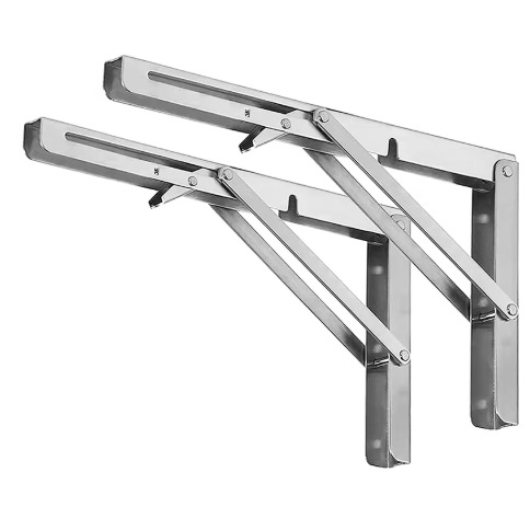 thumbnail video image 2 of GUANGCAIJIA Folding Shelf Brackets 8'' Heavy Duty Sturdy Metal DIY Wall Mounted Shelf Bracket Space Saving for Table Work Bench 2 Pcs, 2 of 7