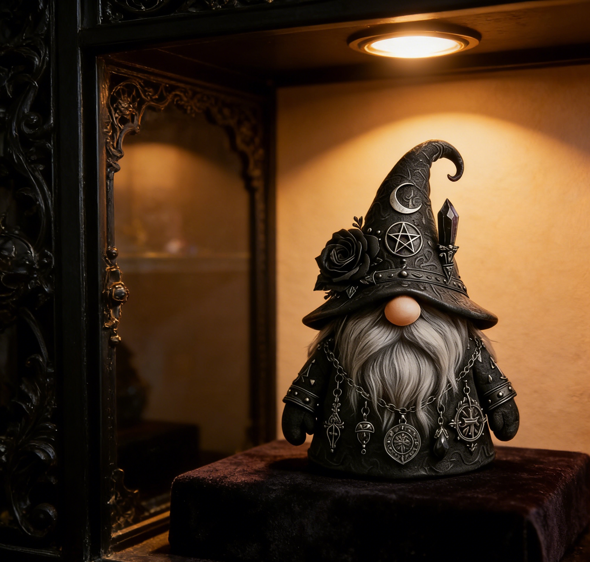 thumbnail video image 2 of Gothic Gnome Figurine - Dark Fantasy Home Decor Ornament, Unique Shelf Decoration for Living Rooms, Bedrooms & Offices, Collectible Gothic-Inspired Statue to Elevate Home Style, Color, 1pc, 2 of 12