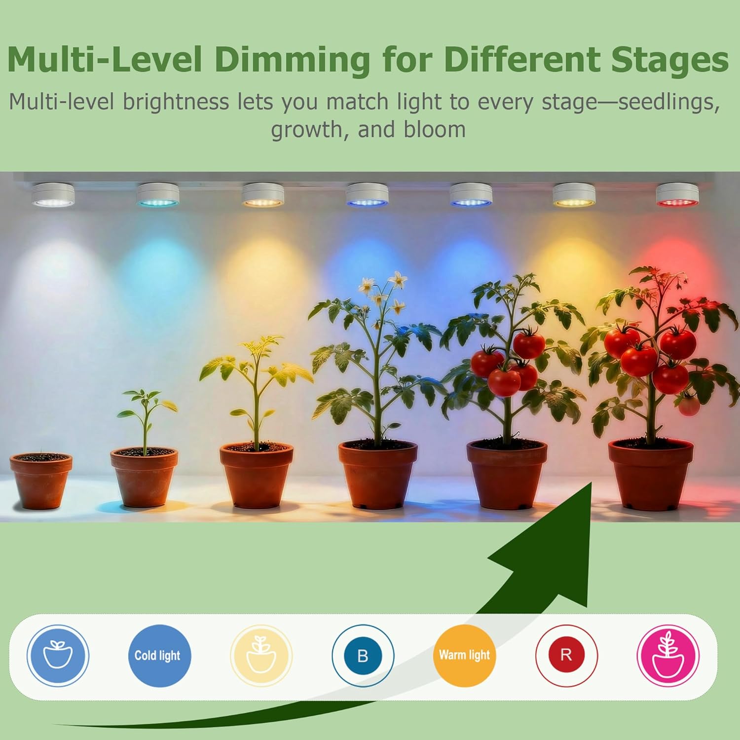 thumbnail video image 2 of Rechargeable Full Spectrum LED Grow Light for Indoor Plants, 6500K, with Timer and Remote, Stepless Dimming, 2-Pack, 2 of 10
