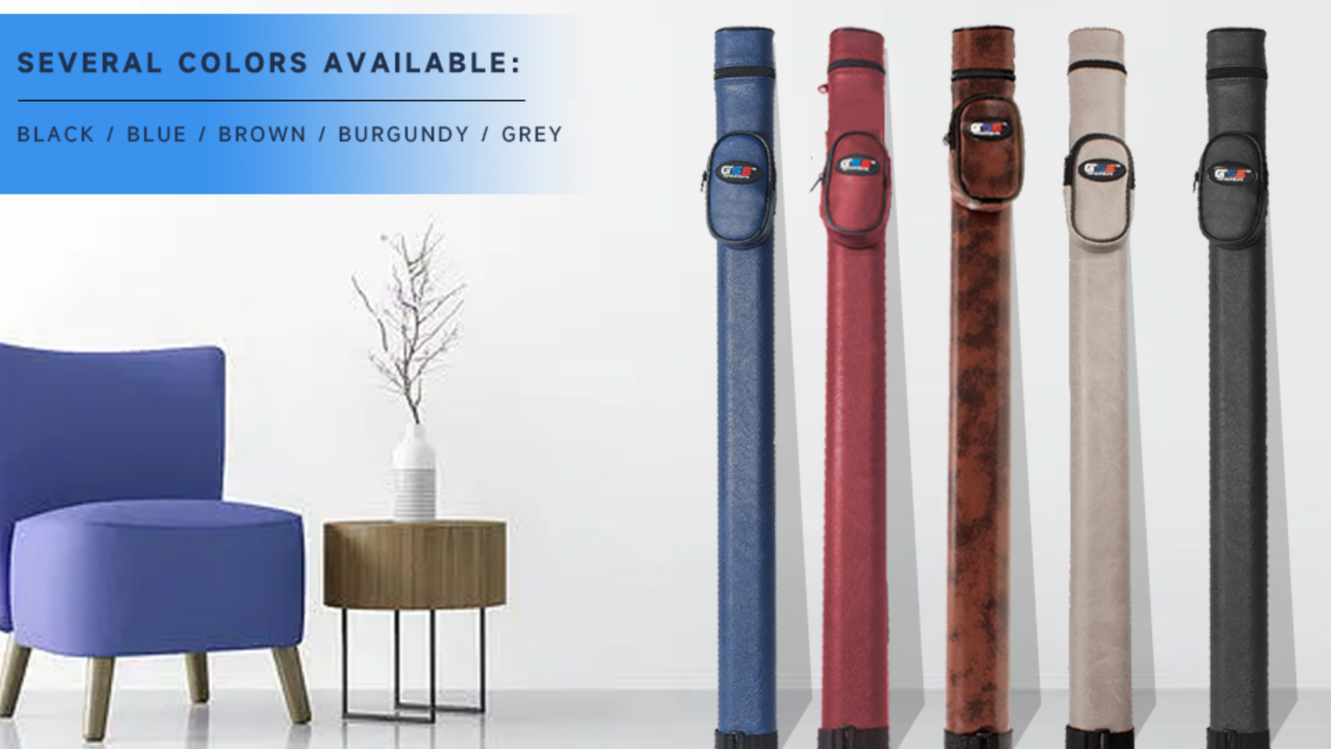 thumbnail video image 2 of GSE Games & Sports Expert 1x1 Hard Leatherette Billiard Cue Case. Pool Cue Stick Carrying Case, Billiard Pool Cue Accessories (5 Colors Available), 2 of 8