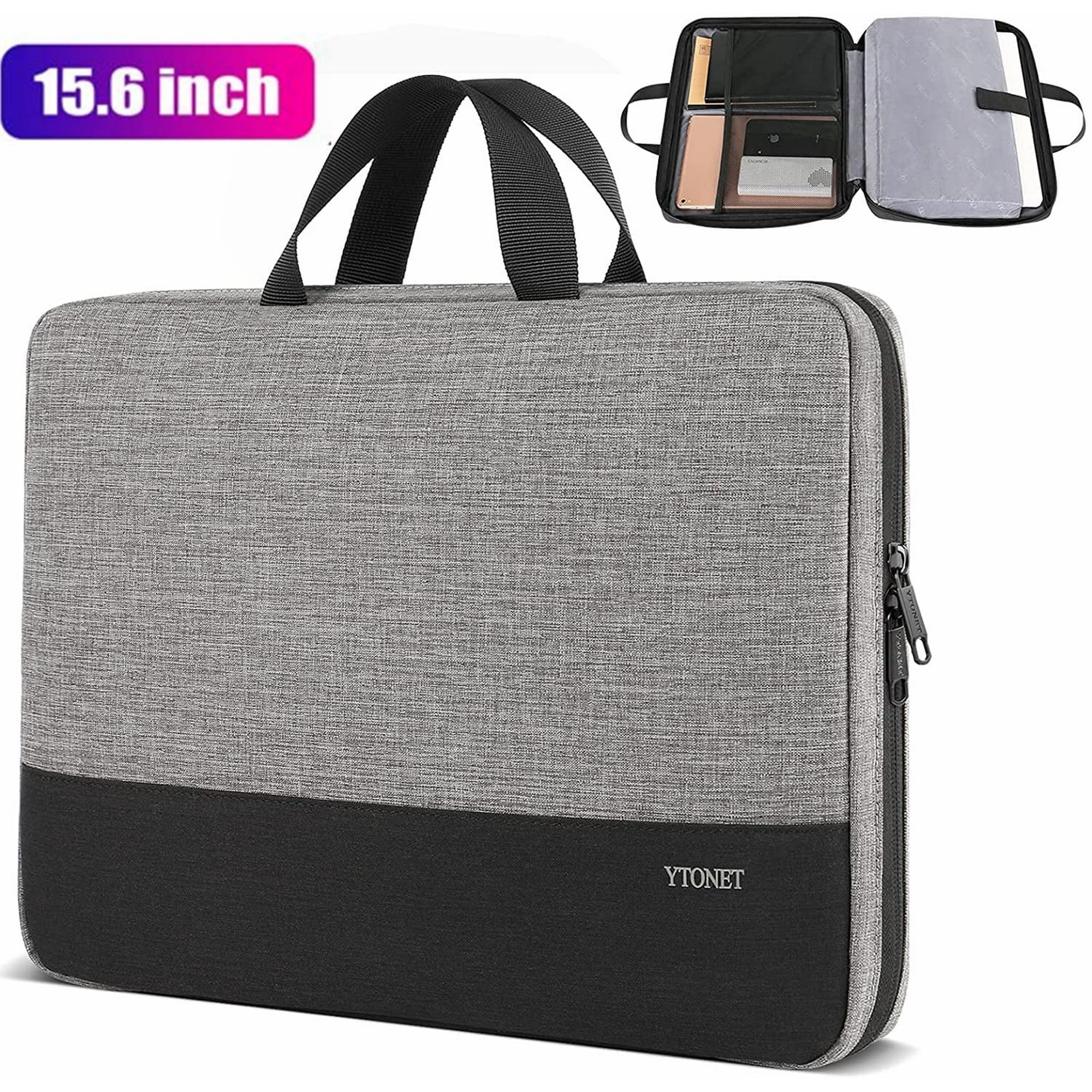 thumbnail video image 2 of Ytonet 15.6-inch Laptop Sleeve Case, Lightweight Laptop Bag for Men & Women, Compatible with HP, Asus, Dell, MacBook, and Apple, Gray, 2 of 7