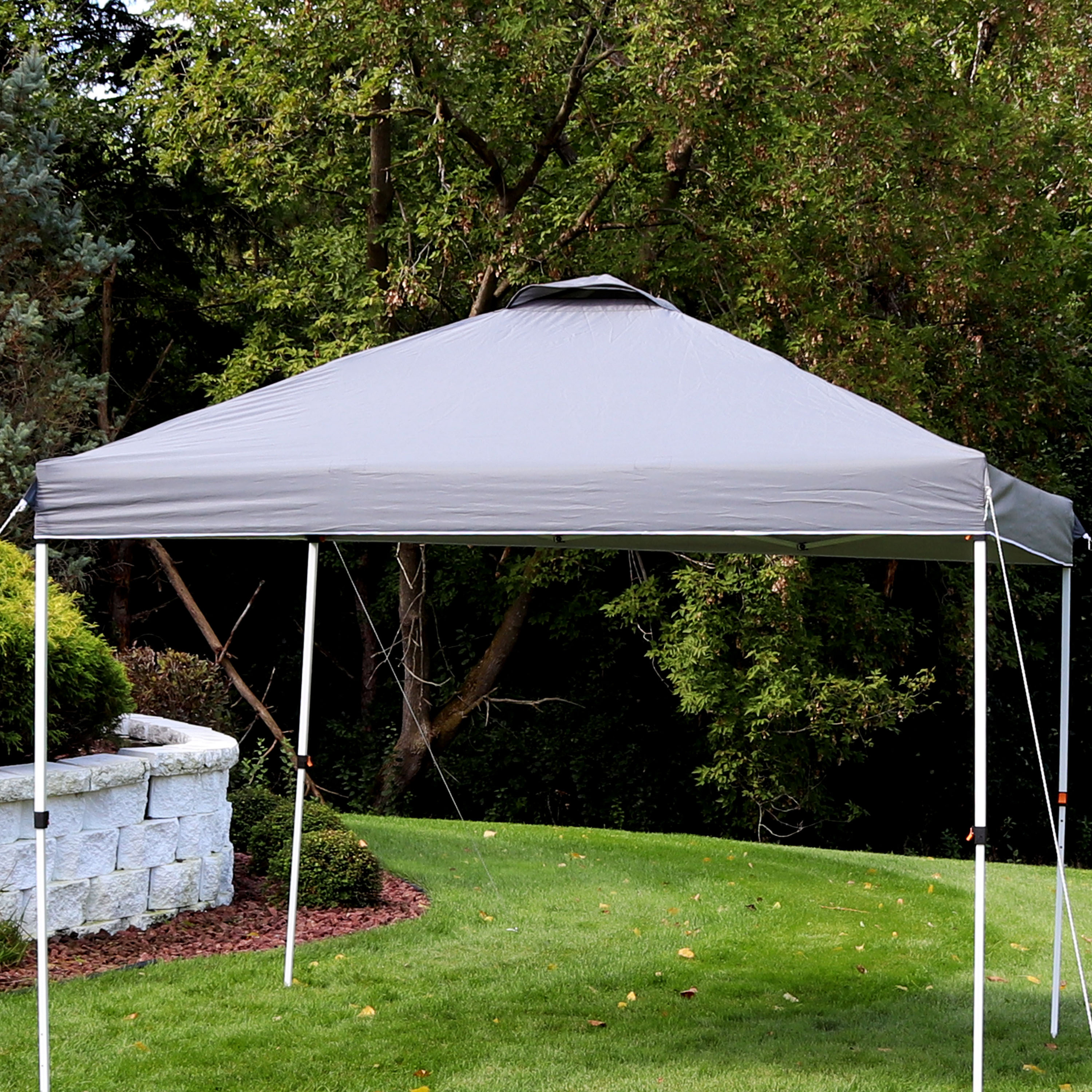 thumbnail video image 2 of Sunnydaze 10' x 10' Gray Solid Premium Pop-Up Canopy Shade with Vent, 2 of 16
