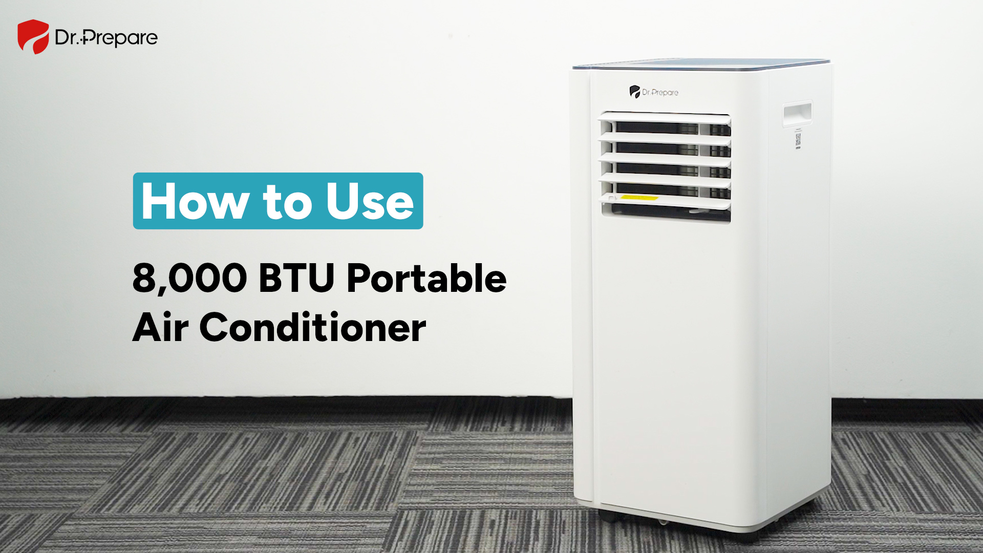 thumbnail video image 2 of Dr. Prepare 8000 BTU Portable Air Conditioner, Cooling, Dehumidifier, Fan & Sleep Modes 4-in-1 Portable AC w/ Remote Control & 67'' Window Kit, Cools up to 300 sq. ft, 1-24H Timers, 2 of 11