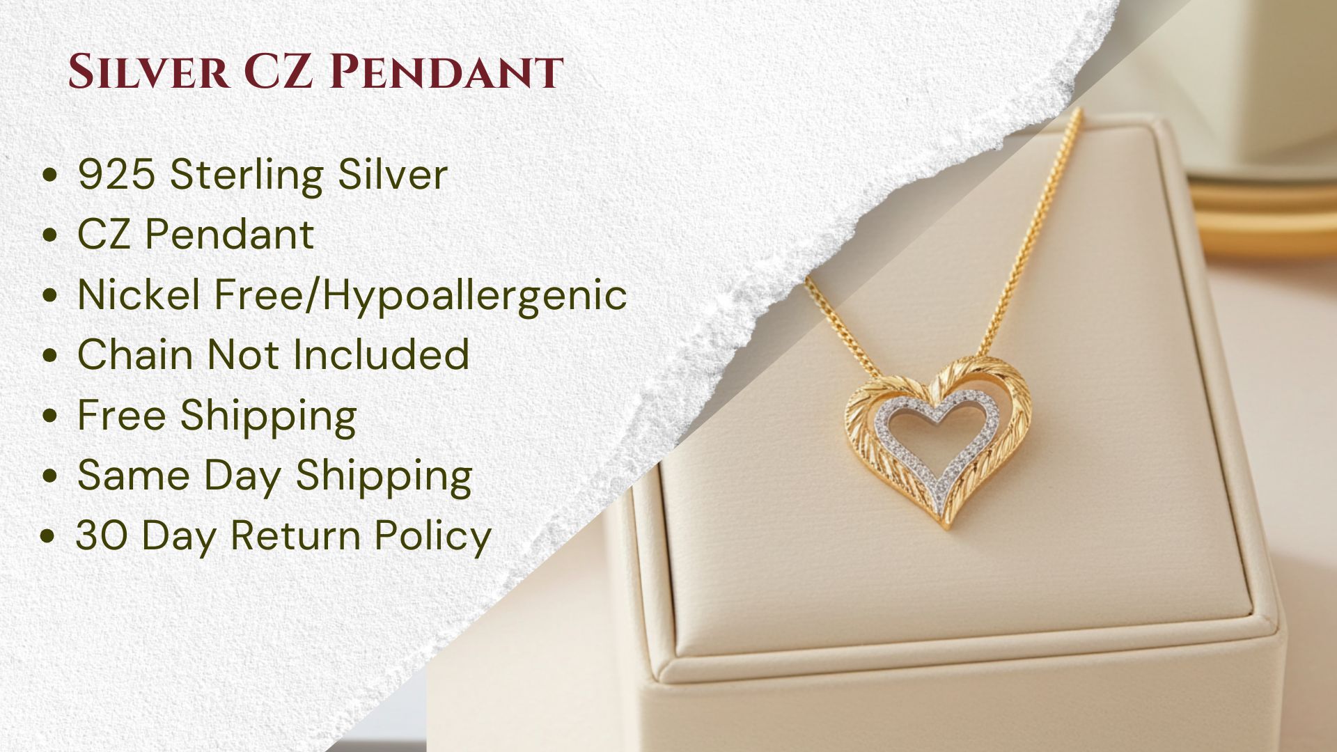 thumbnail video image 2 of King of Bling's Promise Yellow 925 Sterling Silver 'HEART 'Shape Pendant 0.87ct Cubic Zirconia, 2 of 2