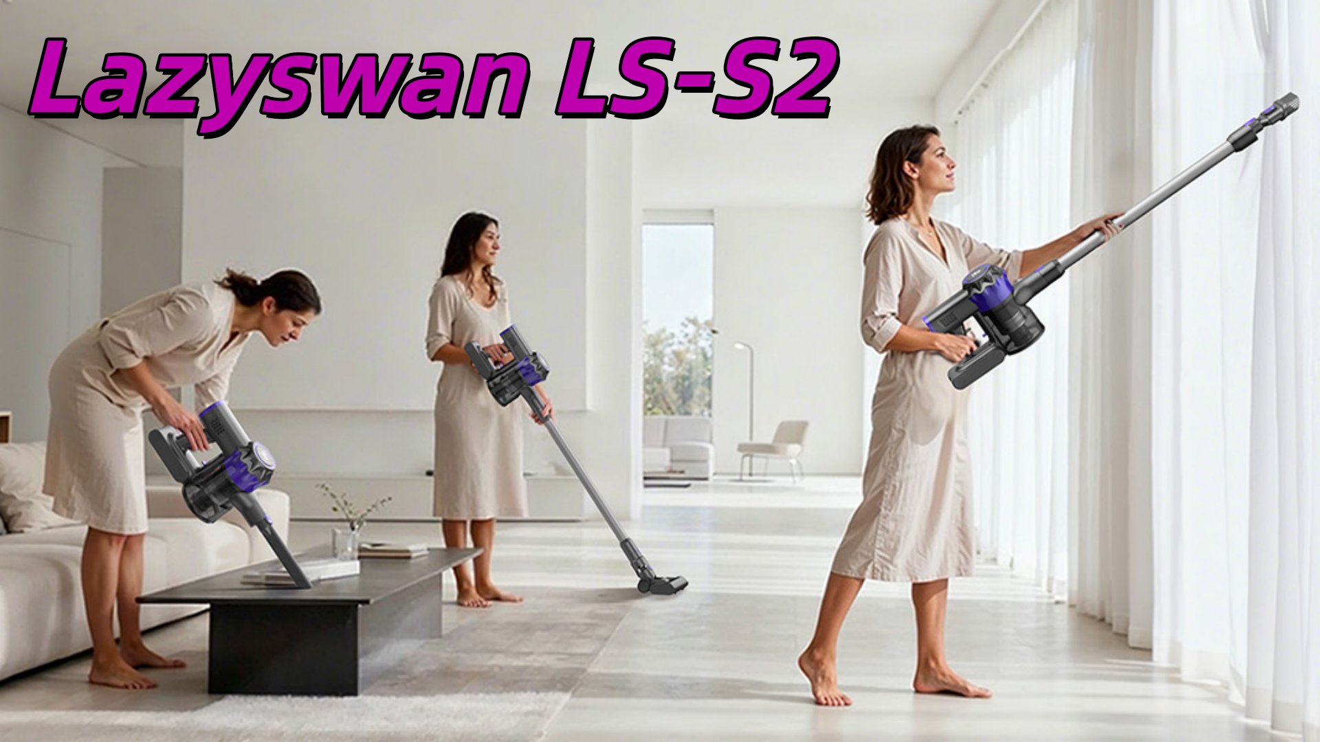 Lazyswan Cordless Vacuum 23000Pa 40min Runtime Lightweight Stick