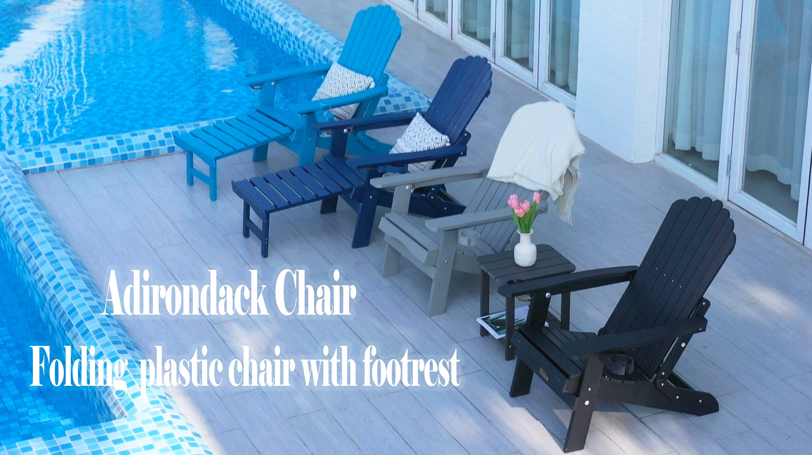 thumbnail video image 2 of Outdoor Adirondack Chair Set of 2 Patio Lounge Folding Chairs for Pools Deck Lawn and Garden Seating, 2 of 8