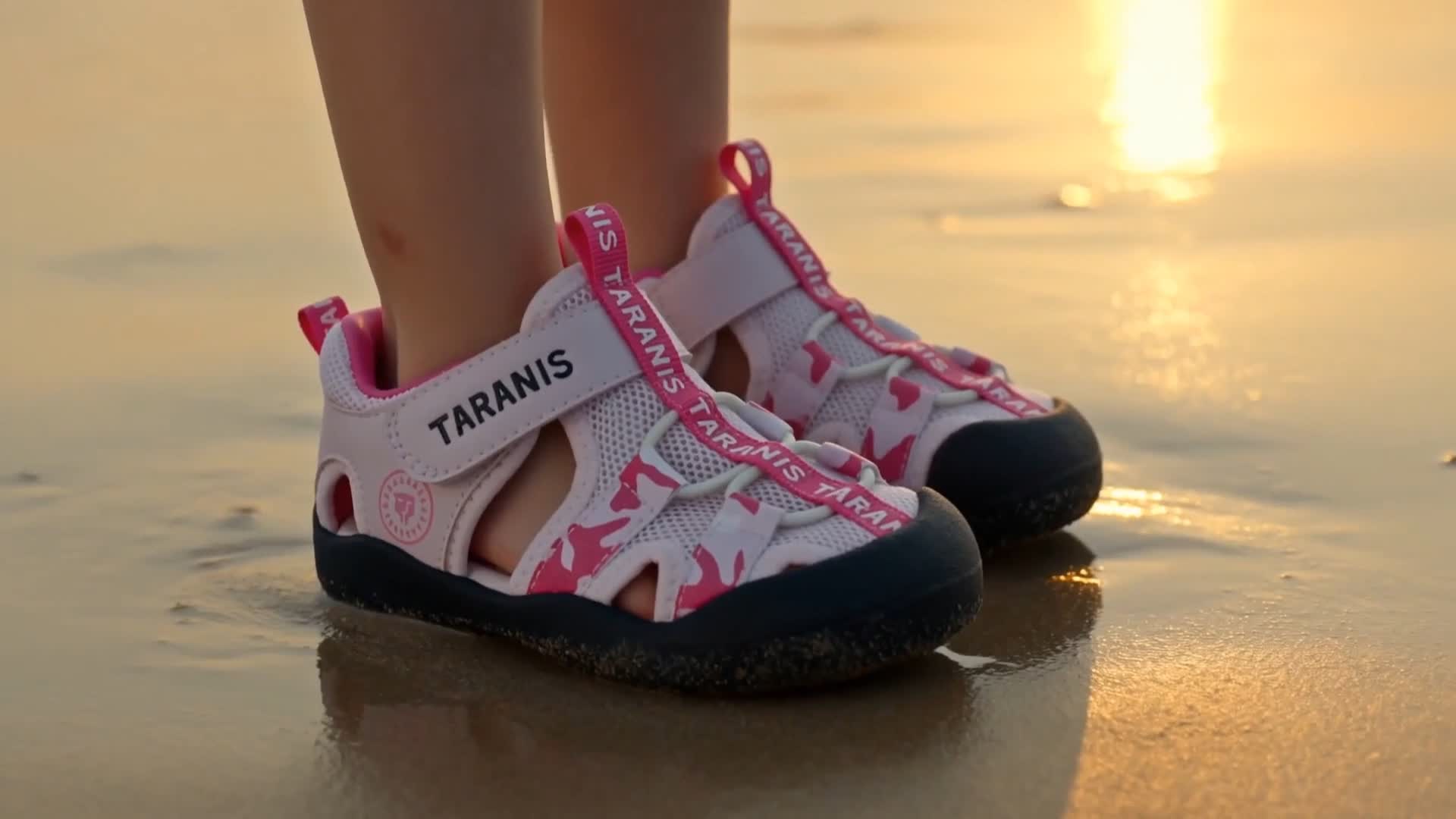 thumbnail video image 2 of TARANIS Wide Toe Box Toddler Sandals for Boys and Girls, Closed Toe, Mesh Upper, 2 of 9