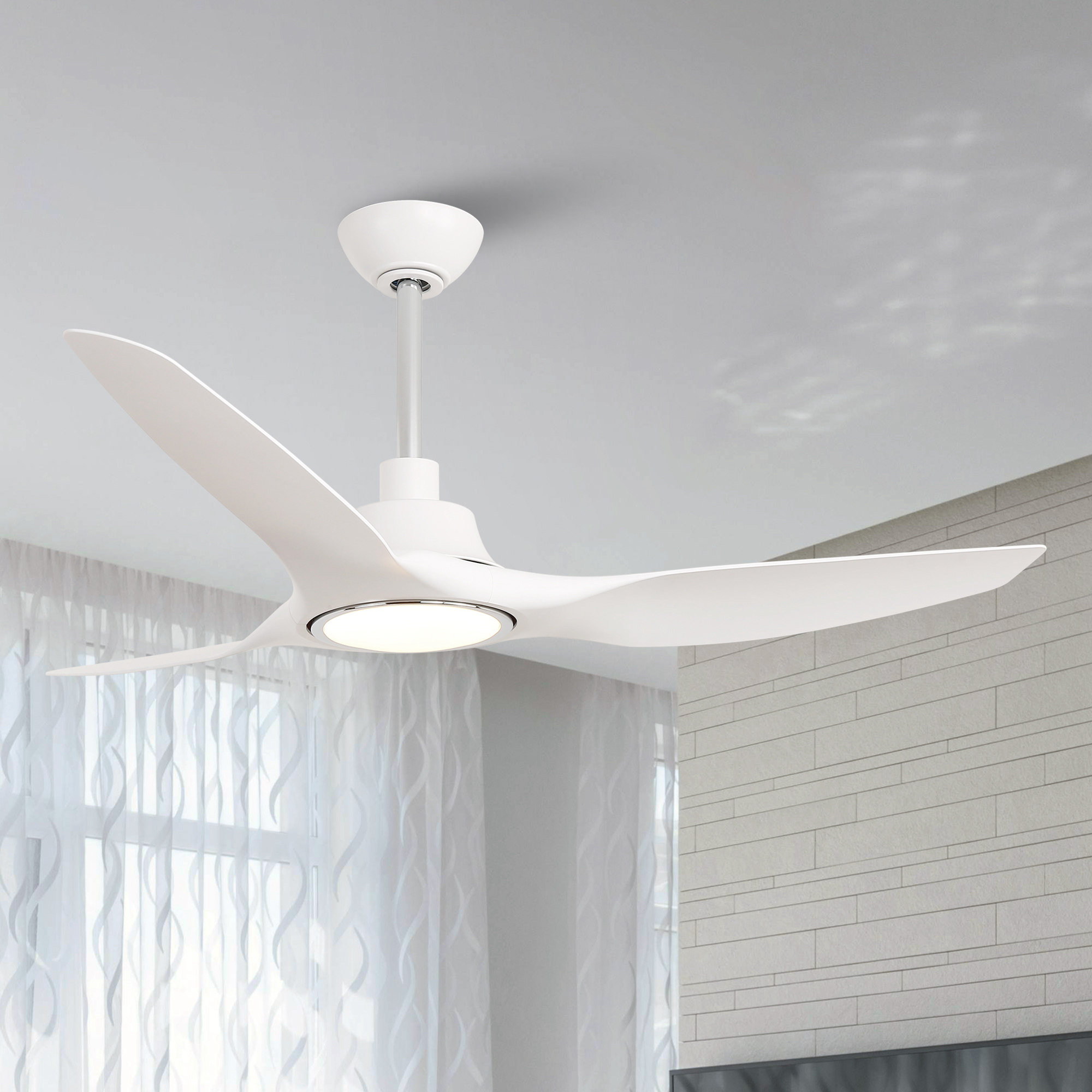 thumbnail video image 2 of Parrot Uncle Modern 52" Propeller White LED Smart Ceiling Fan, Alexa, and App Control, 3-CCT Ceiling Fan, 2 of 15