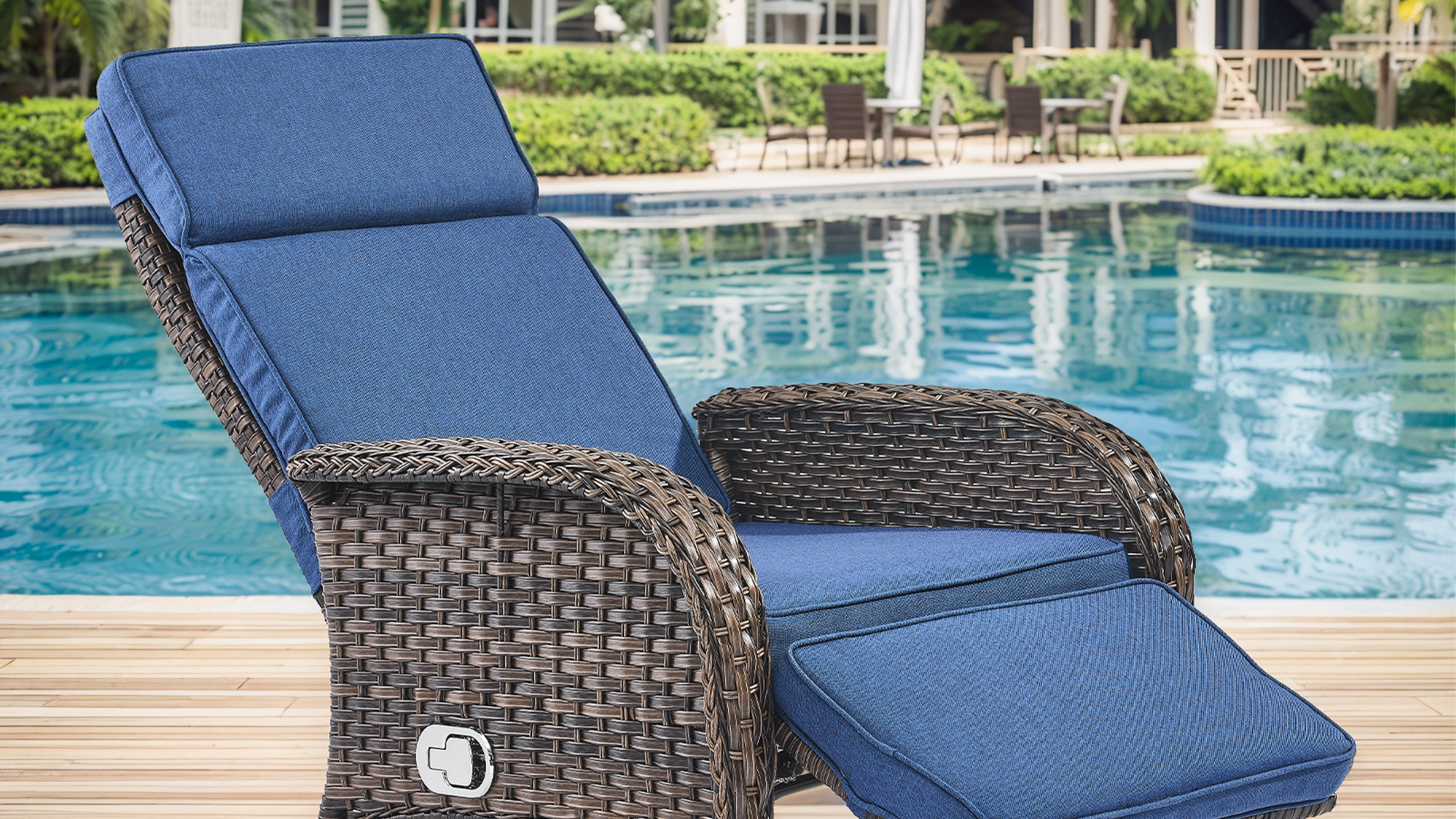 thumbnail video image 2 of OPOHORO 59" Outdoor Wicker Swivel Chaise Lounge Set of 3 with Adjustable Backrest and Cushion, Gray Patio Recliner for Poolside or Backyard, 2 of 11