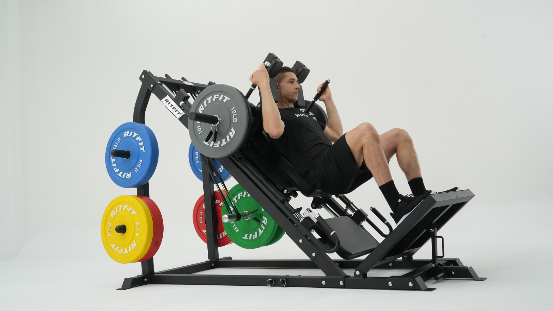 thumbnail video image 2 of RitFit Gazelle Pro 3 in 1 Leg Press and Hack Squat Machine - High-Tensile Steel Leg Press Machine, 2000 lbs Capacity, Adjustable Angles, Hack Squat Machine with Weight Storage, for Home Gym (Red), 2 of 10