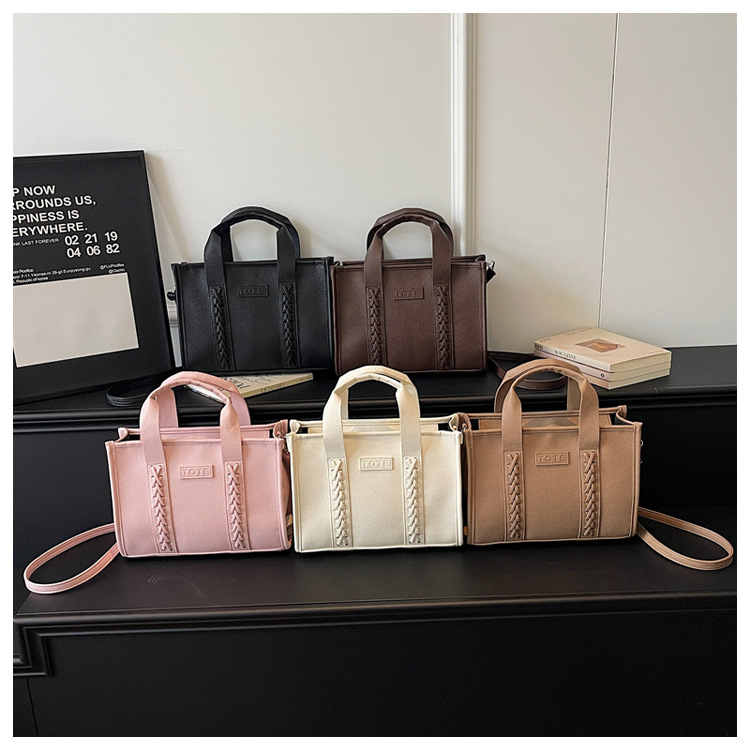 thumbnail video image 2 of Sunyuer Women Vintage Braided Detail Tote Handbag, PU Leather Small Work Commuter Shoulder Purse, Fashion Portable Top Handle Bag with Detachable Adjustable Crossbody Strap, 2 of 8